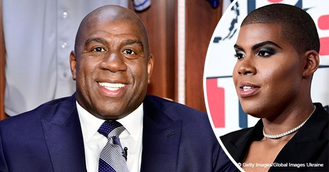 Magic Johnson's son EJ raises eyebrows as he steps out in black see-through dress and fur cape