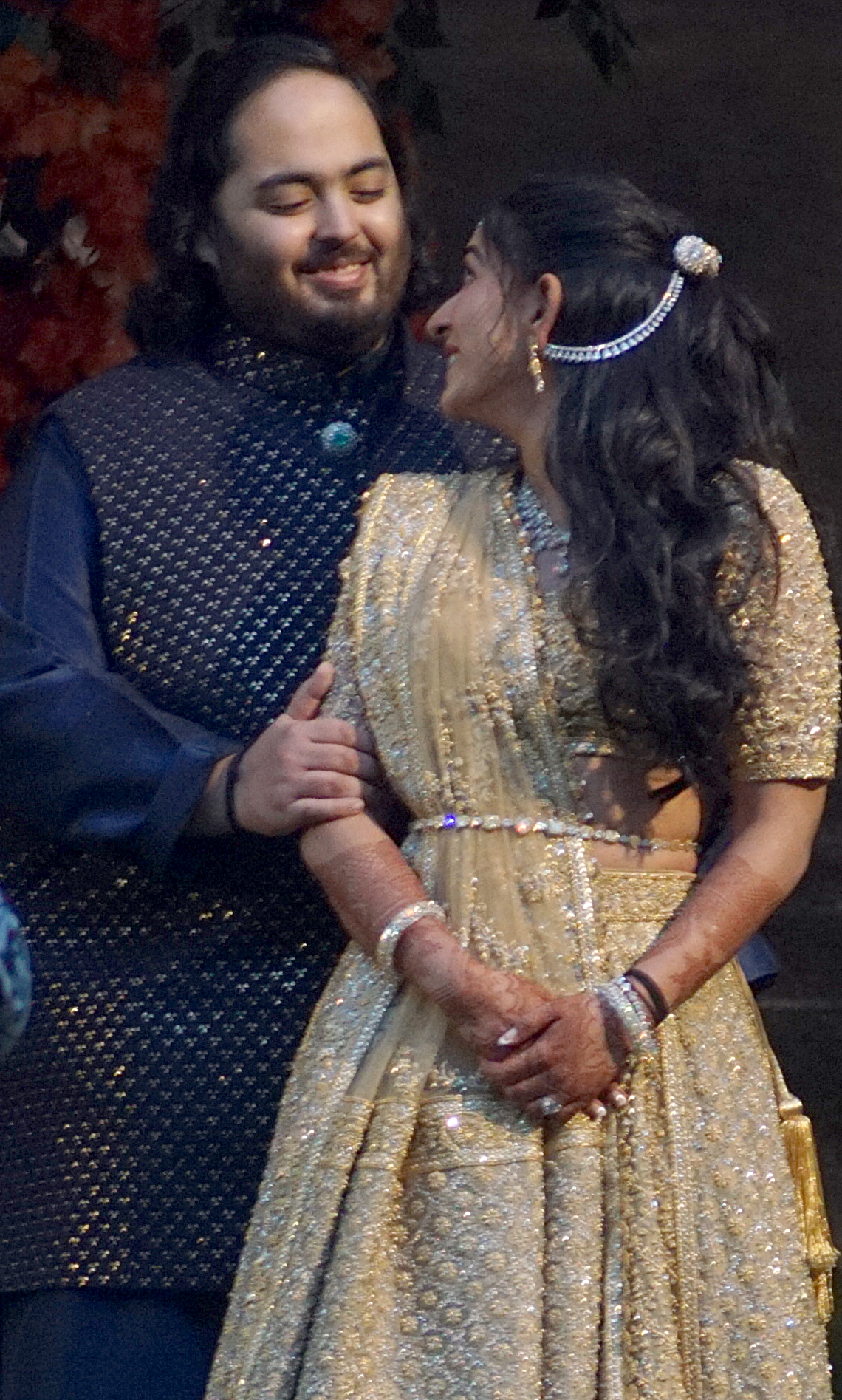 Anant Ambani and Radhika Merchant celebrate their engagement ceremony on January 19, 2023 in Mumbai, India. | Source: Getty Images