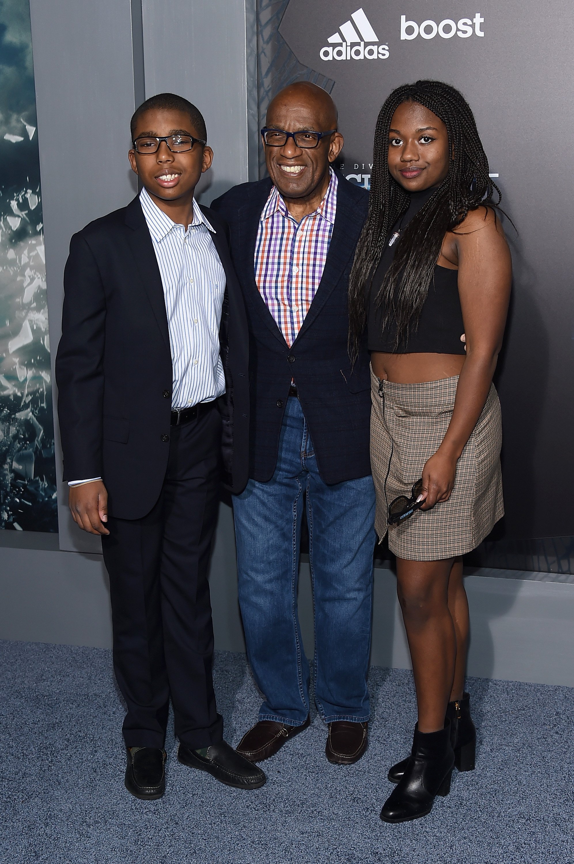 Nick, Al Roker and Leila attend "The Divergent Series: Insurgent" New York premiere. | Photo: Getty Images