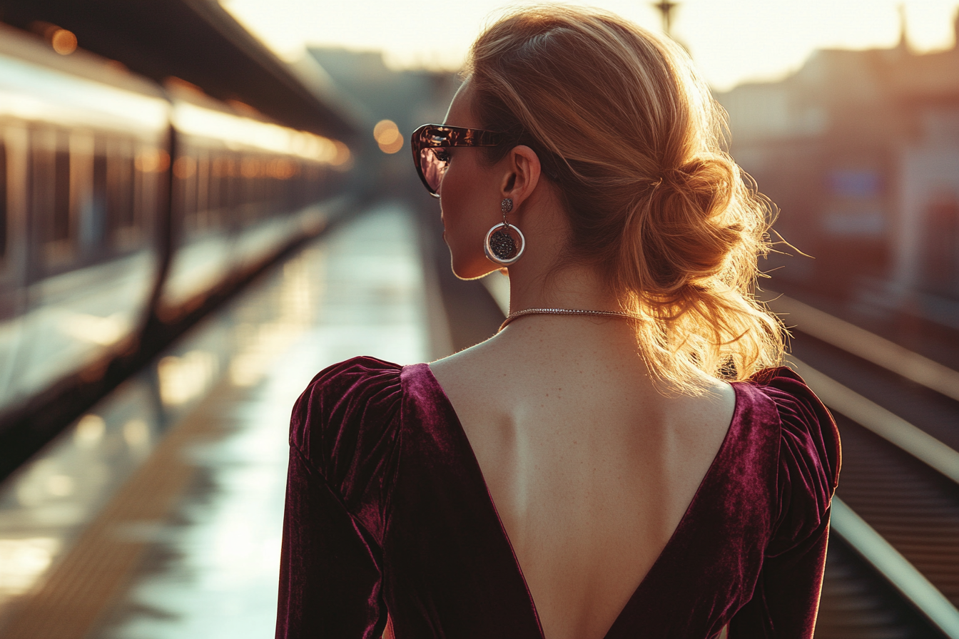 A woman at a train station | Source: Midjourney