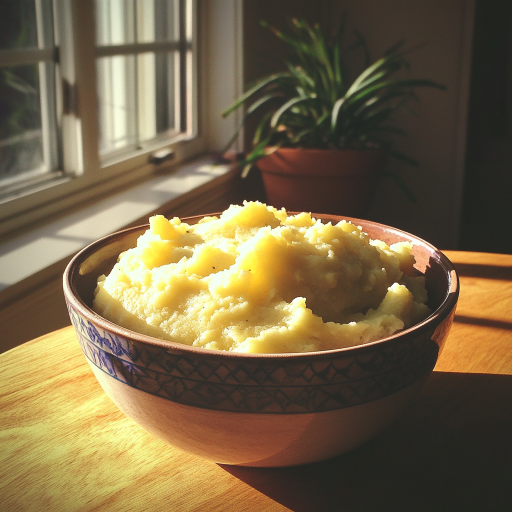 A bowl of mashed potatoes | Source: Midjourney