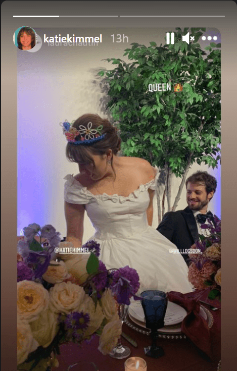 A screengrab of actress Katie Kimmel on her wedding day alongside her husband Will Logsdon | Source: Instagram/@katiekimmel