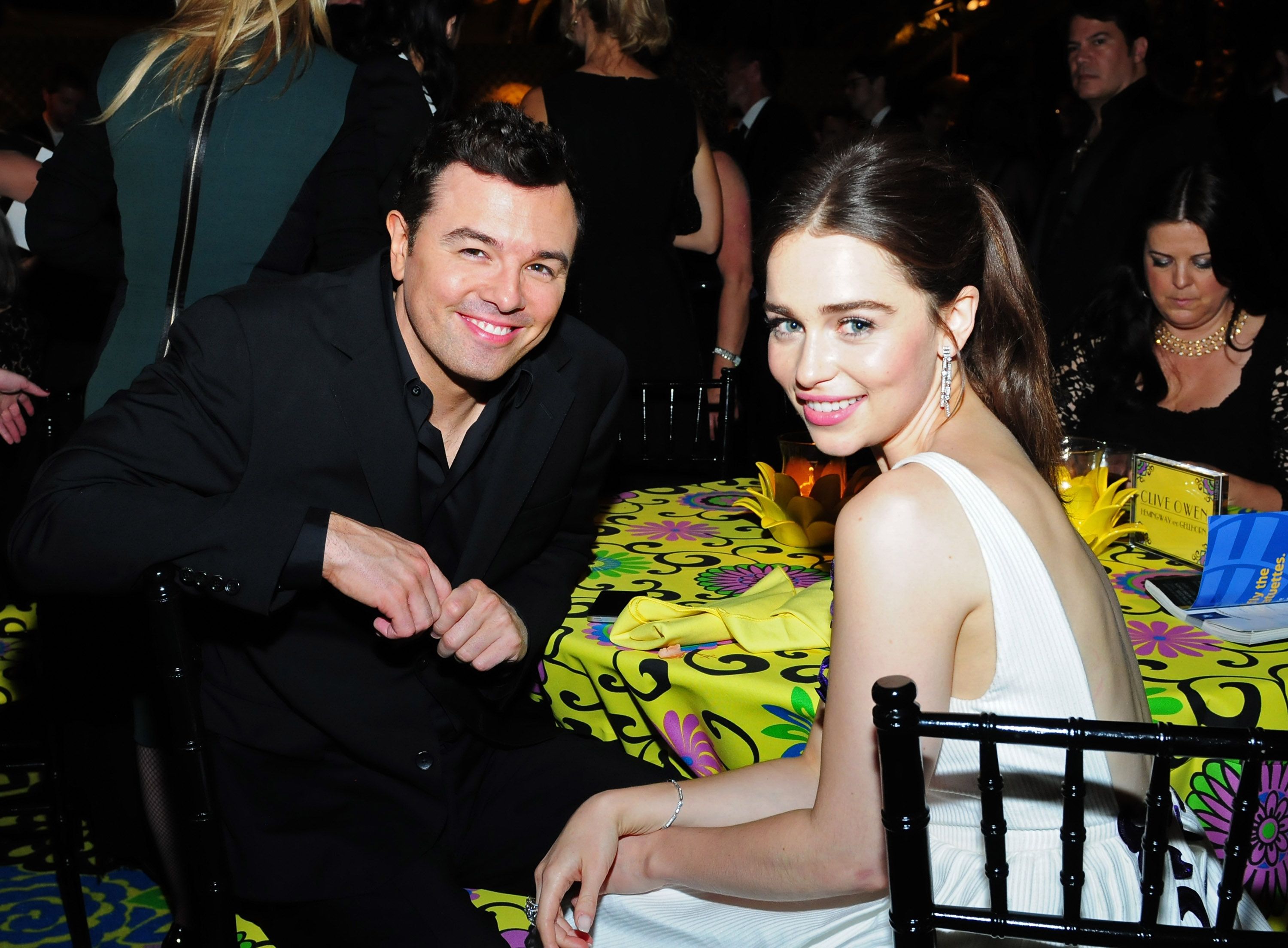 Seth MacFarlane and Emilia Clarke during HBO's official Emmy After-Party at The Plaza at the Pacific Design Center on September 23, 2012 in Los Angeles, California. | Source: Getty Images