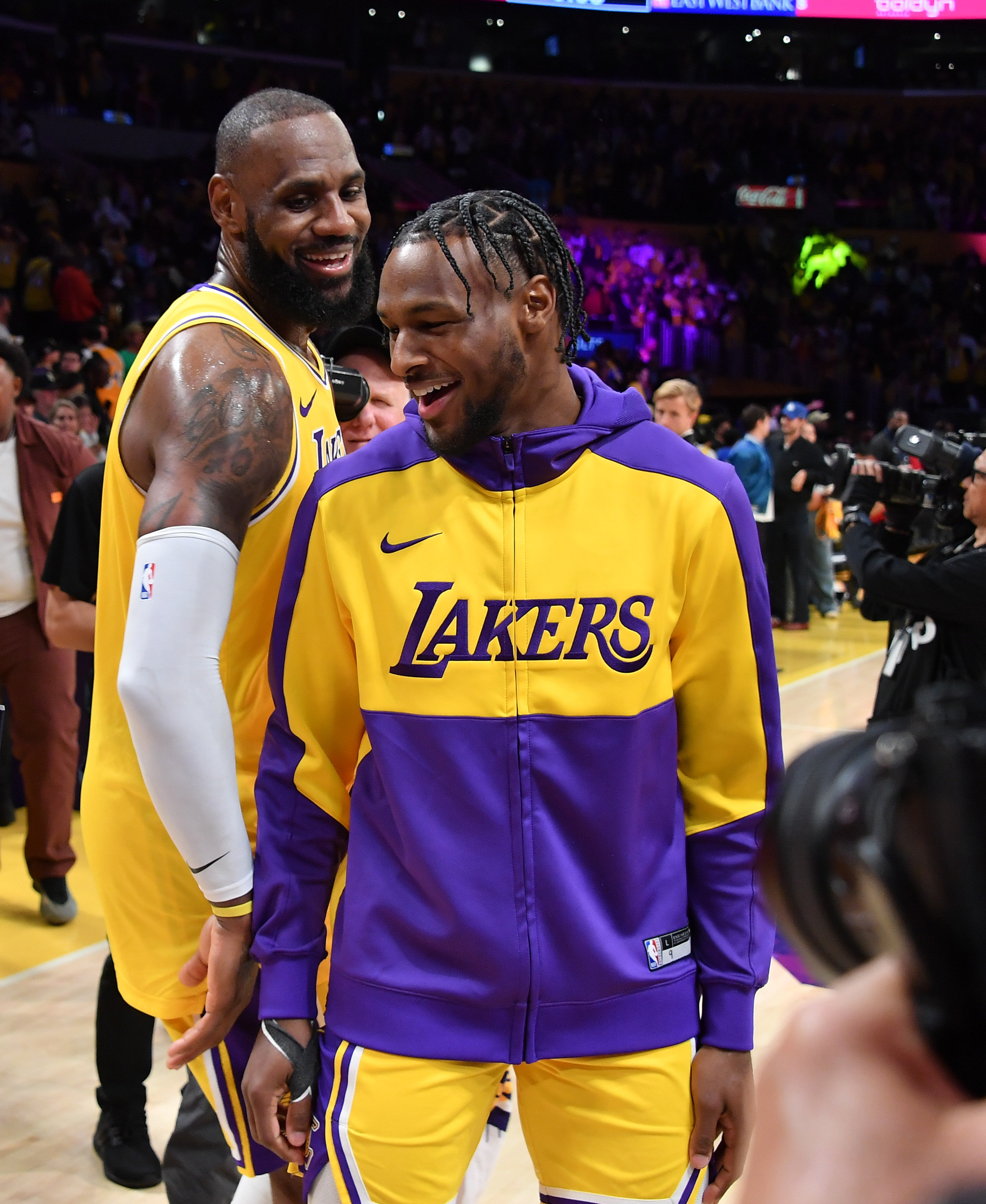 LeBron and Bronny James at Crypto.com Arena on October 22, 2024 | Source: Getty Images