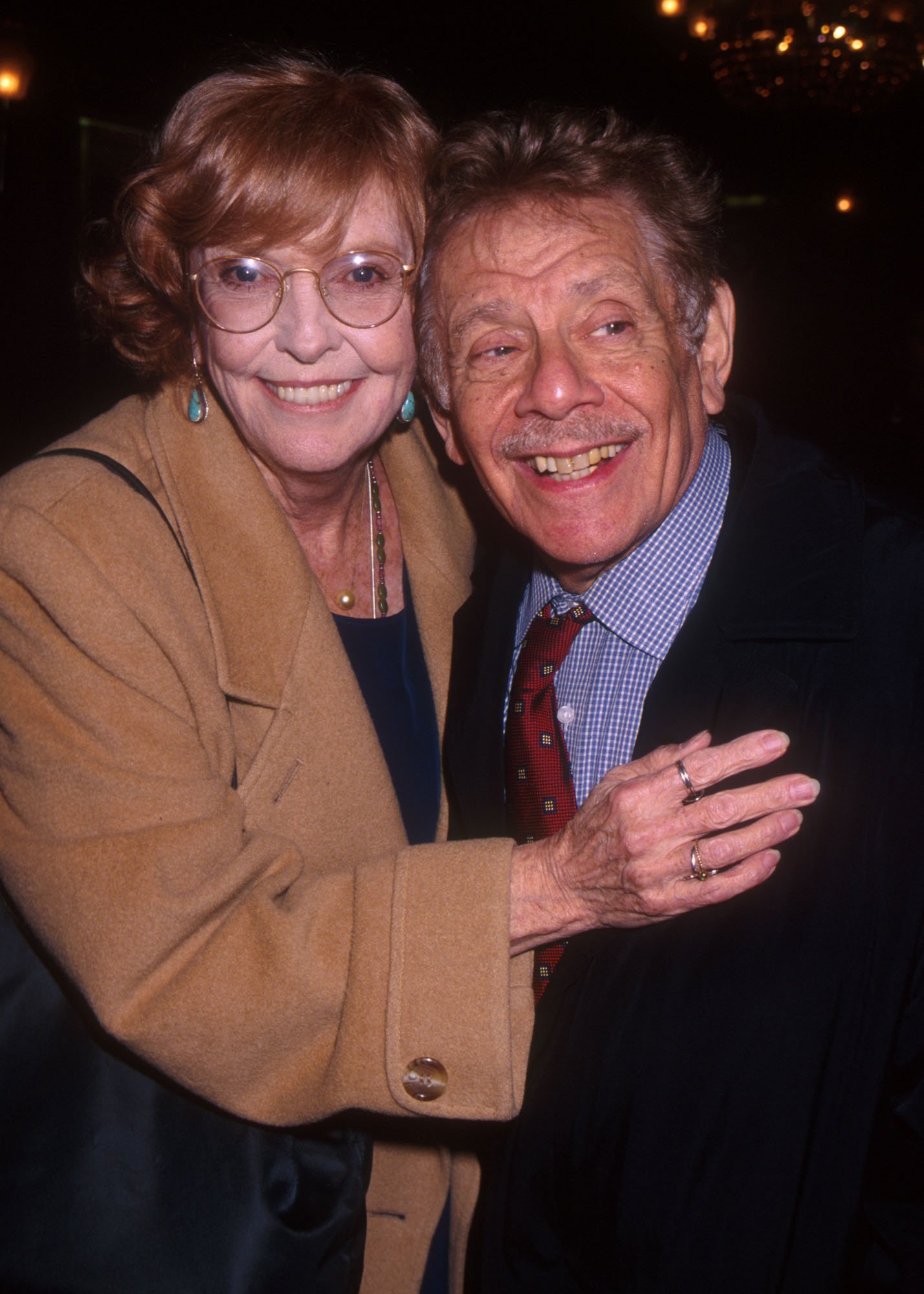 Anne Meara and husband Jerry Stiller attend the New York City premiere of "Keeping The Faith" April 5, 2000. | Source: Getty Images
