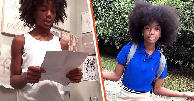 Promise Sawyers shares an inspirational poem online [left]; Sawyers flaunts her beautiful natural hair [right] | Source: instagram.com/promise_miamor & twitter.com/yahoolife