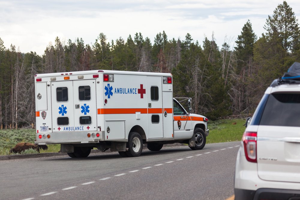 Ambulancia estacionada en medio de un camino. | Foto: Shutterstock
