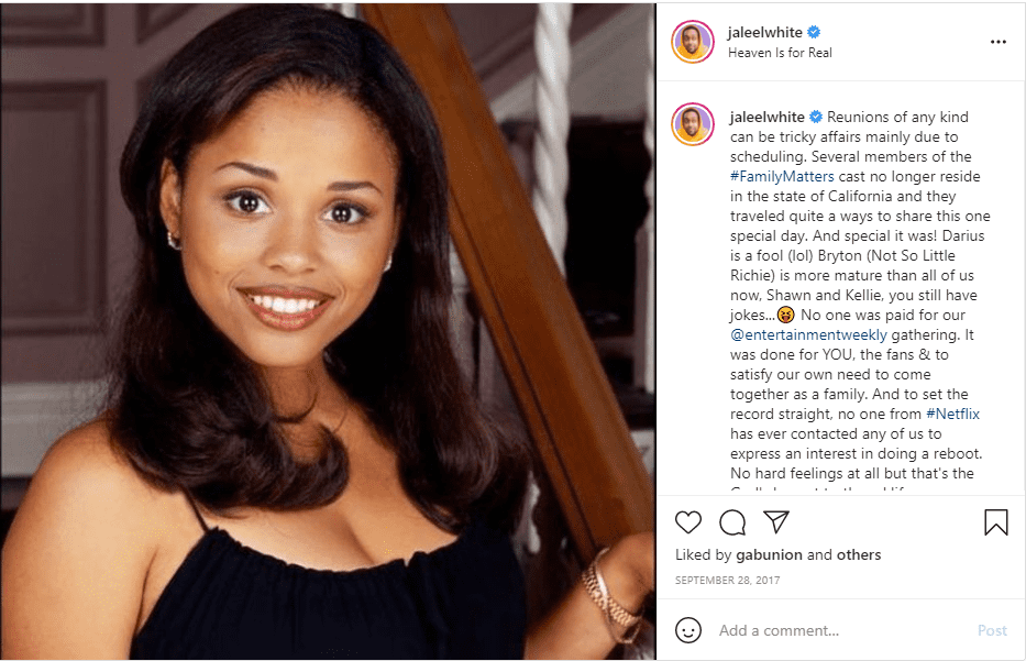 Jaleel White shares an image of Michelle Thomas on his Instagram page | Photo: Instagram/jaleelwhite