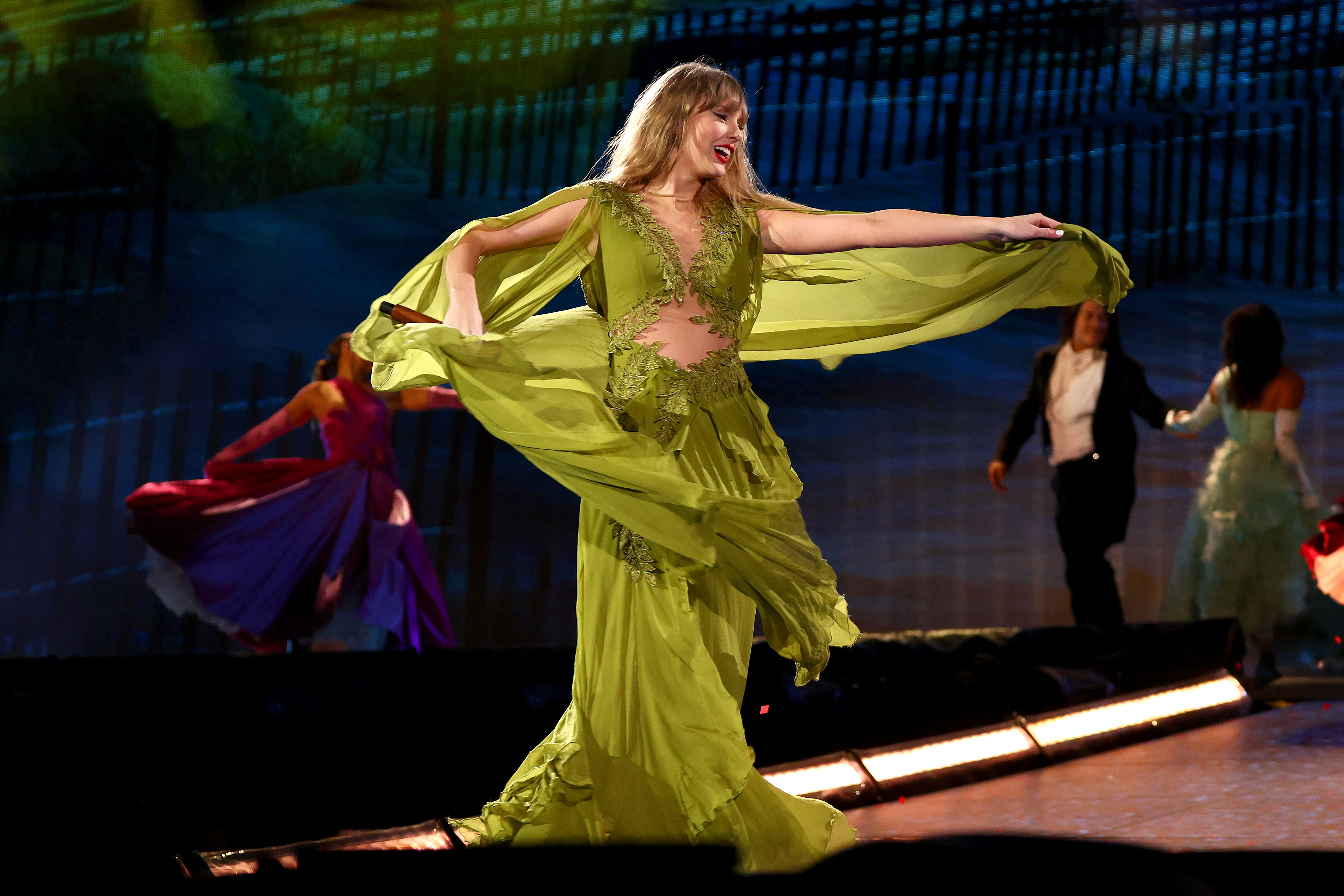 Taylor Swift performs at Melbourne Cricket Ground in Melbourne, Australia, on February 16, 2024. | Source: Getty Images