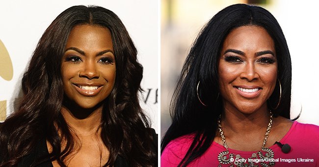 Kenya Moore flaunts her growing baby bump in black dress in photo with Kandi Burruss