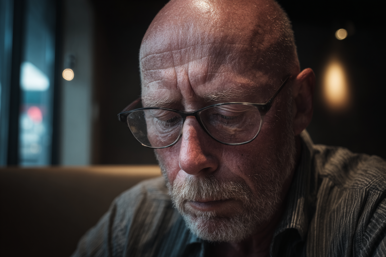 An older man looking down | Source: Midjourney