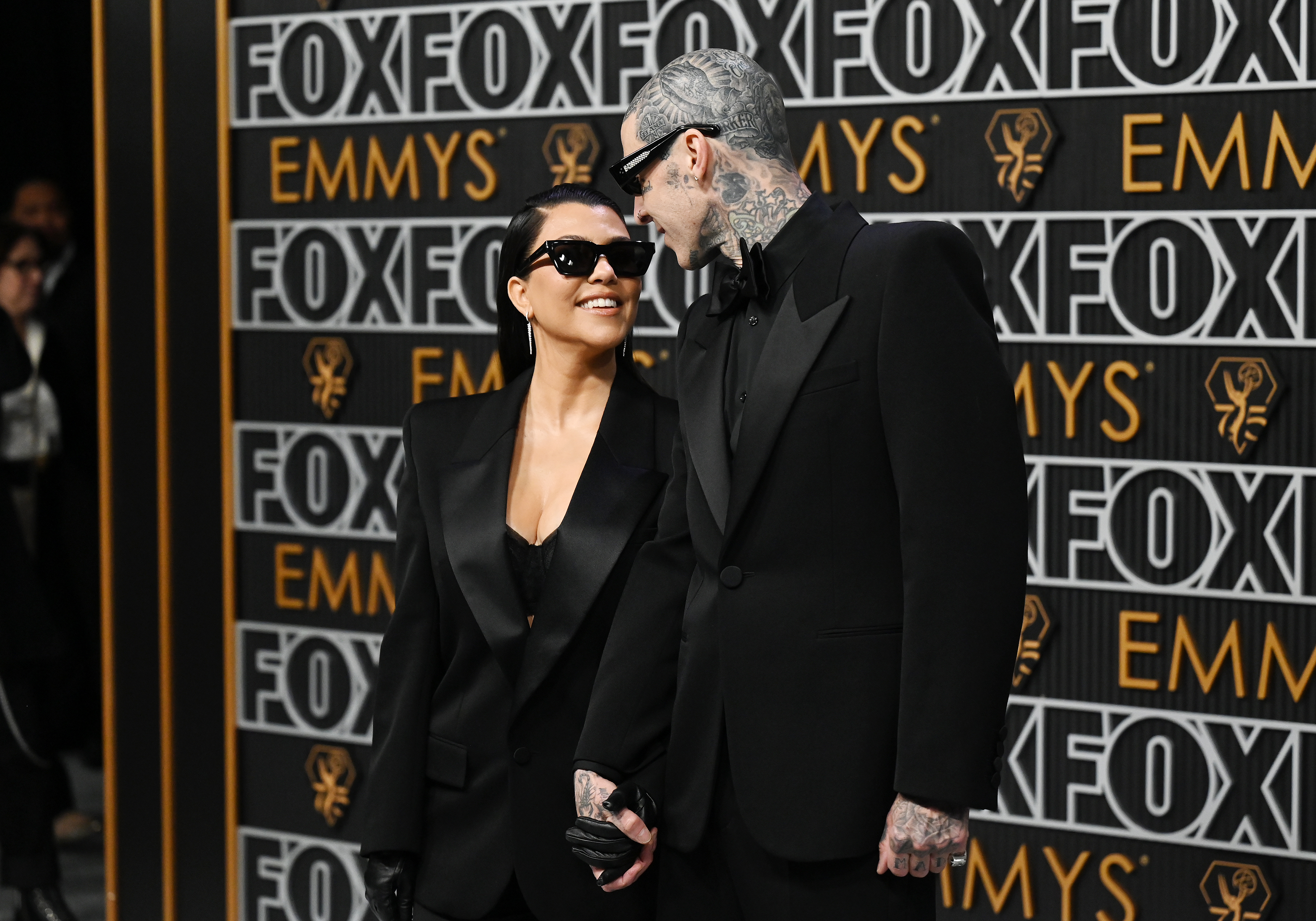 Kourtney Kardashian and Travis Barker at the 75th Primetime Emmy Awards in Los Angeles, California on January 15, 2024 | Source: Getty Images