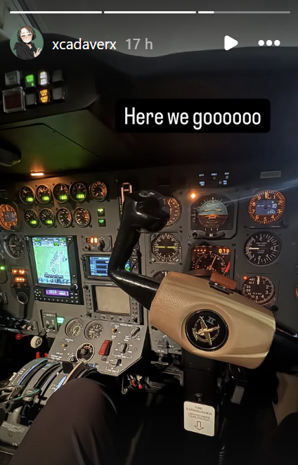 The final post of Daniel giving fans a glimpse inside the aircraft which he is believed to have boarded before his death | Source: Instagram/xcadaverx