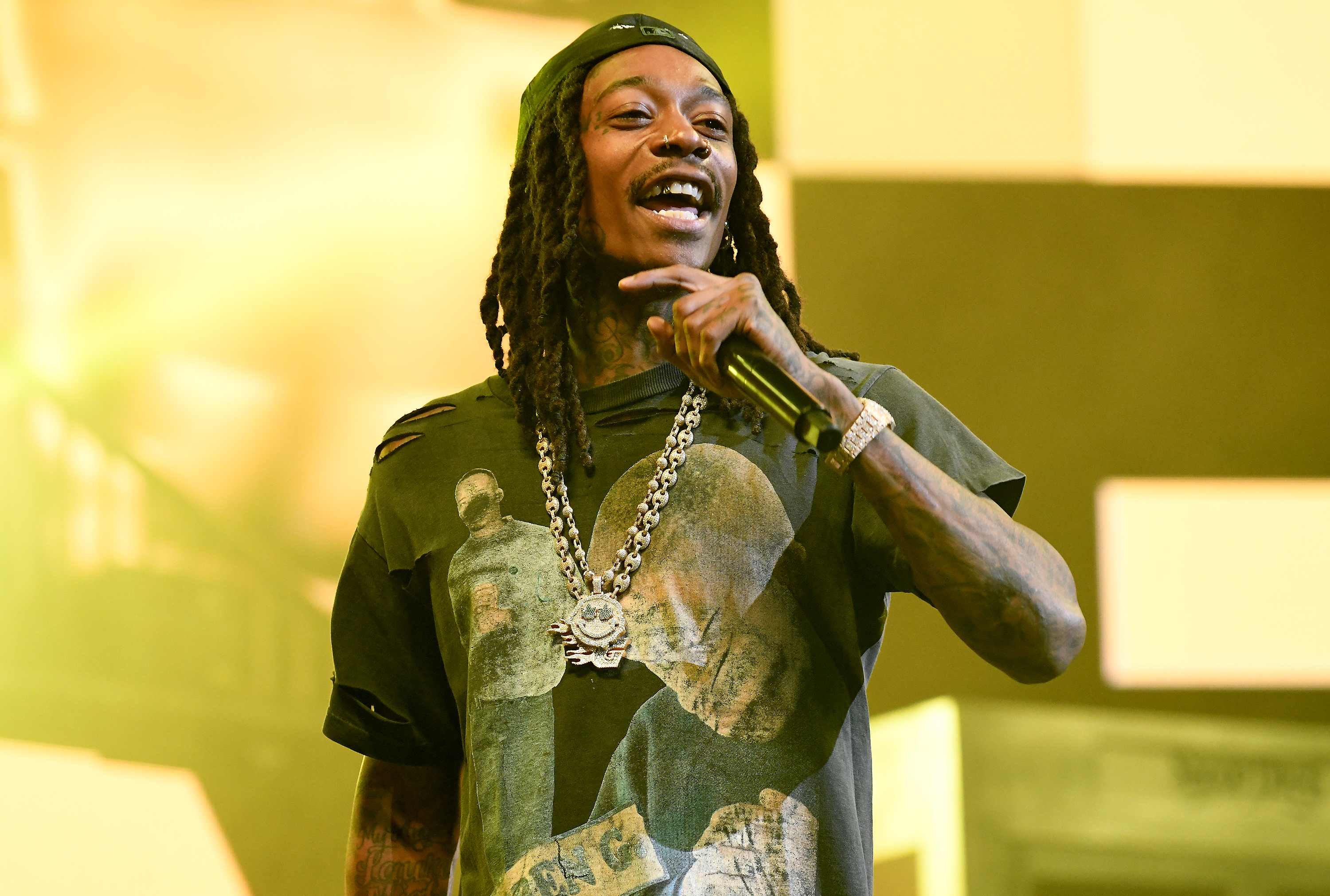 Wiz Khalifa performs during the "H.S. Reunion Tour" at Golden 1 Center on August 25, 2023, in Sacramento, California. | Source: Getty Images