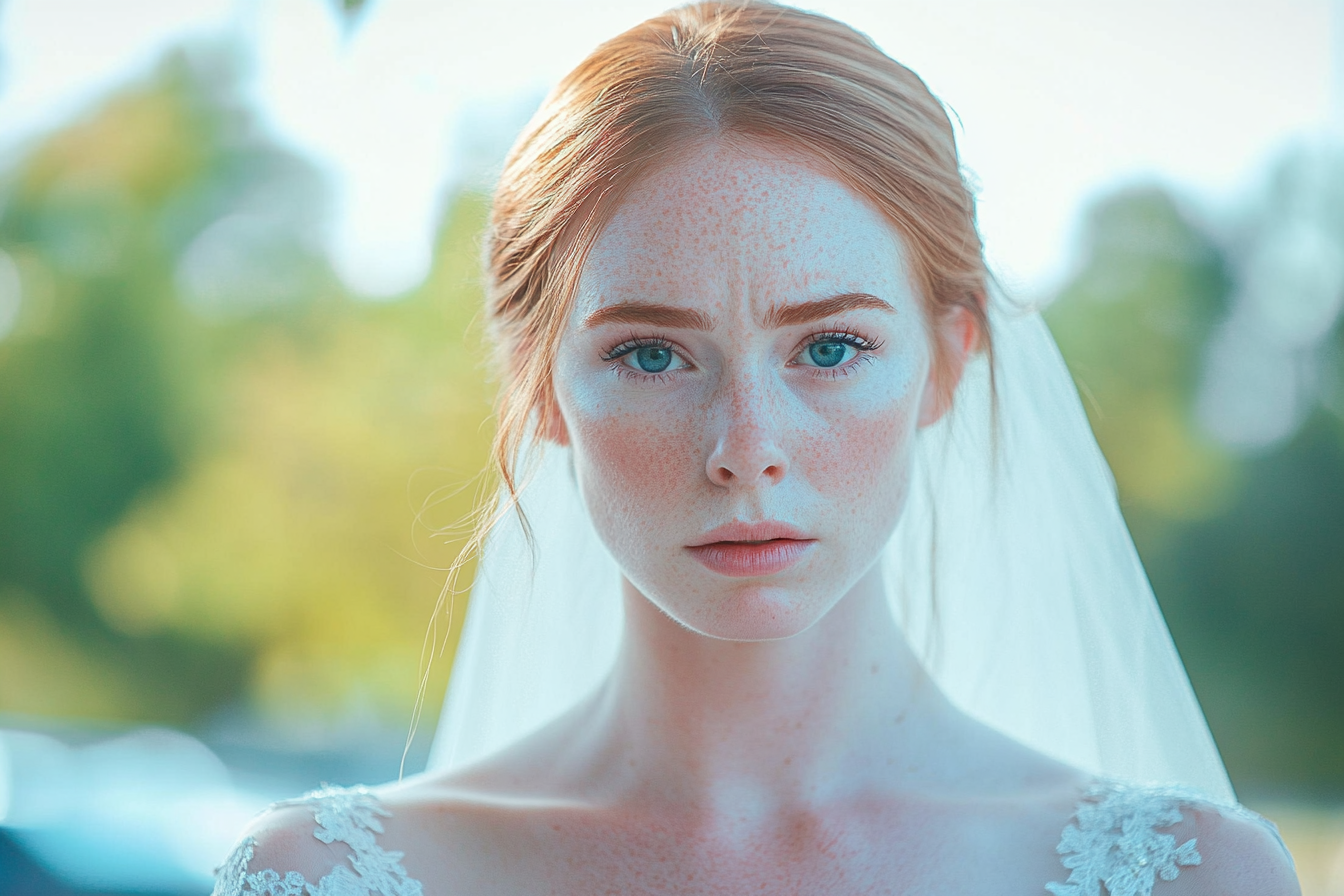 A bride looking straight ahead | Source: Midjourney