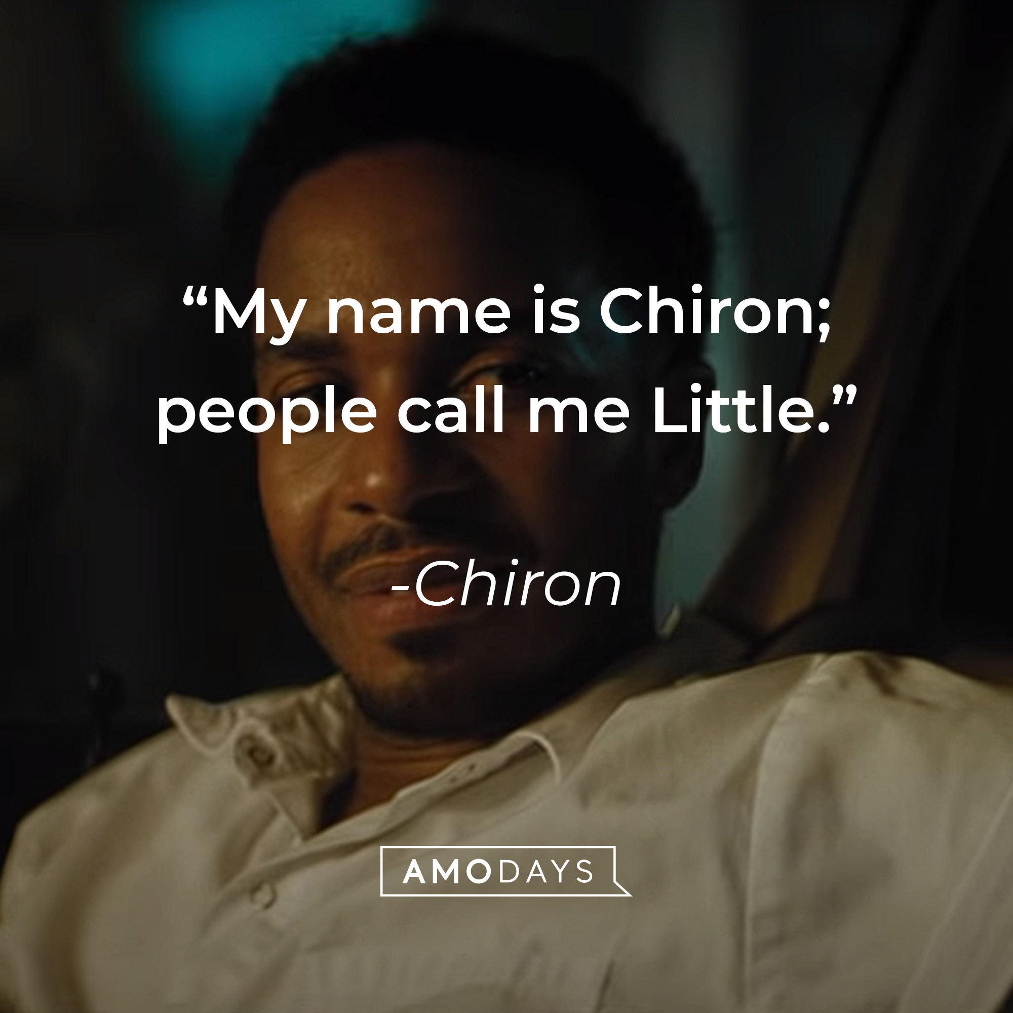 An image of Kevin with Chiron’s quote: “My name is Chiron; people call me Little.”| Source: youtube.com/A24