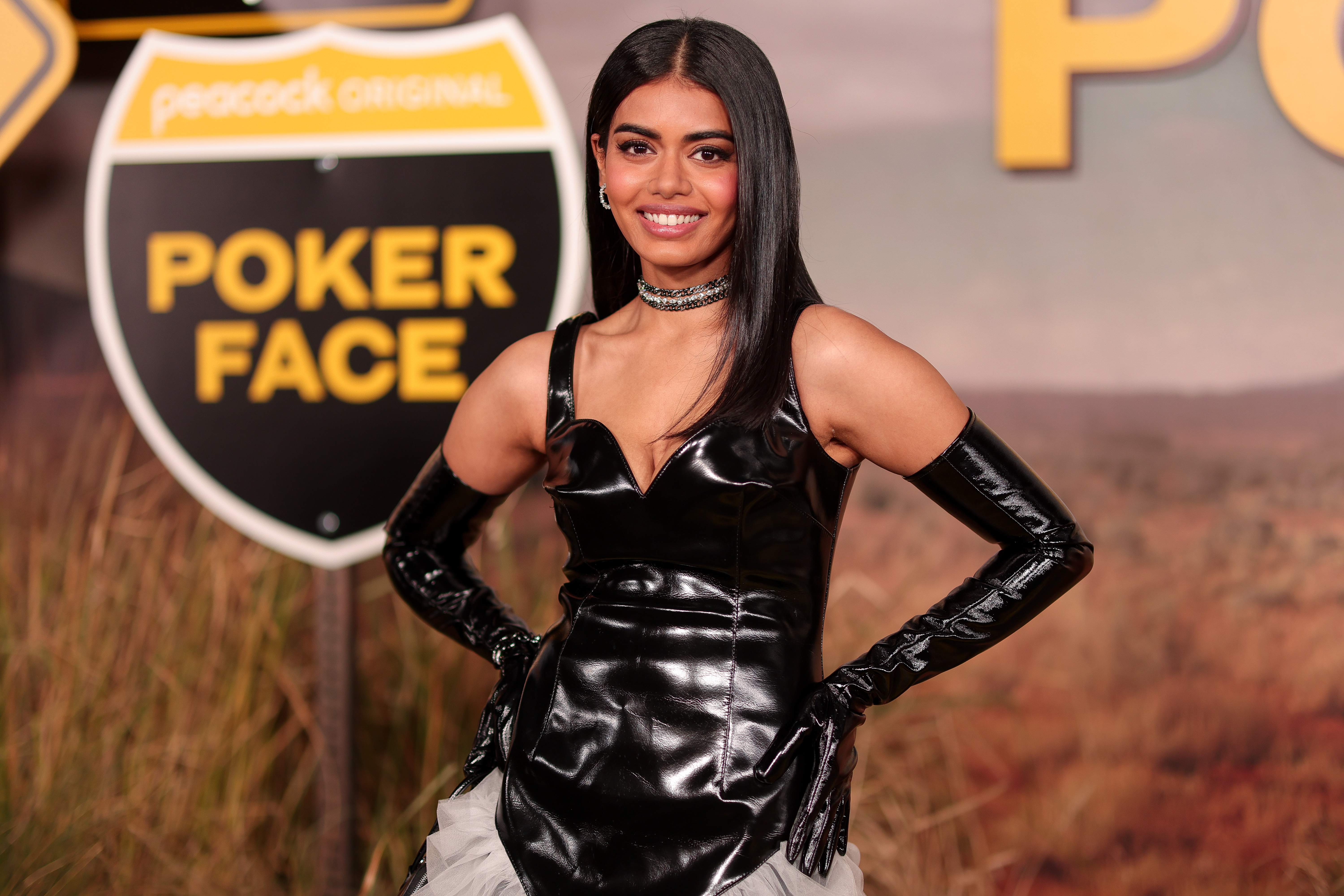 Megan Suri at the premiere of "Poker Face" held at Hollywood Legion Theater on January 17, 2023 in Los Angeles, California. | Source: Getty Images