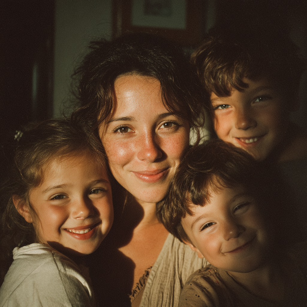 A mother and her children | Source: Midjourney