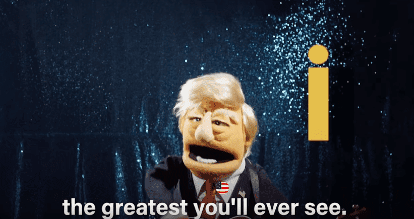 A puppet-form of Donald Trump sings the parody song "Trump's ABCs." | Source: YouTube/GZERO Media