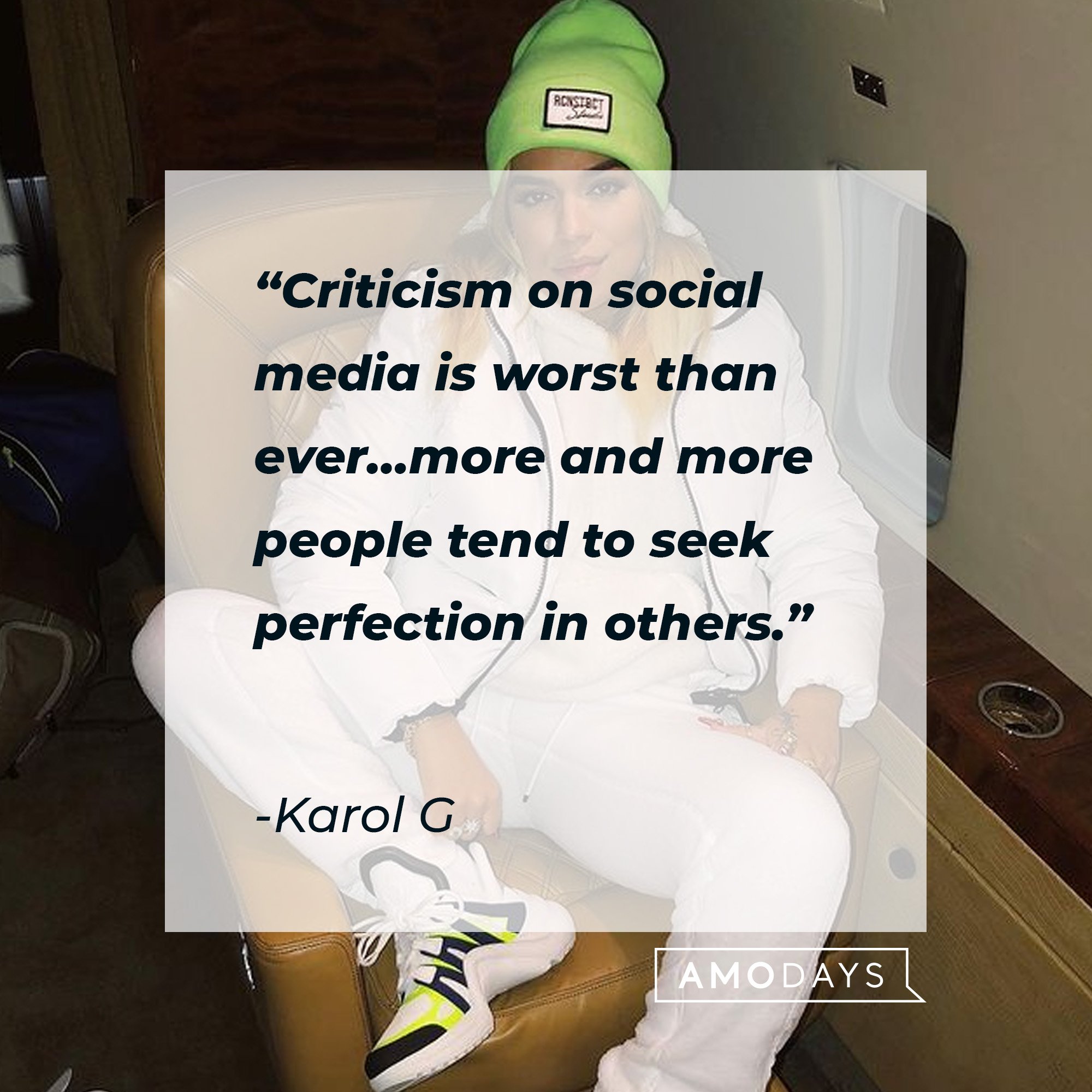  Karol G’s quote: "Criticism on social media is worst than ever… more and more people tend to seek perfection in others." | Image: AmoDays