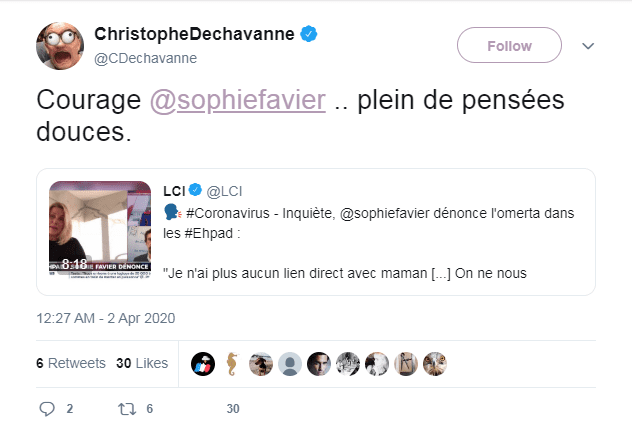 Capture d'écran de la publication de Christophe Dechavanne | Photo : Twitter/ChristopheDechavanne