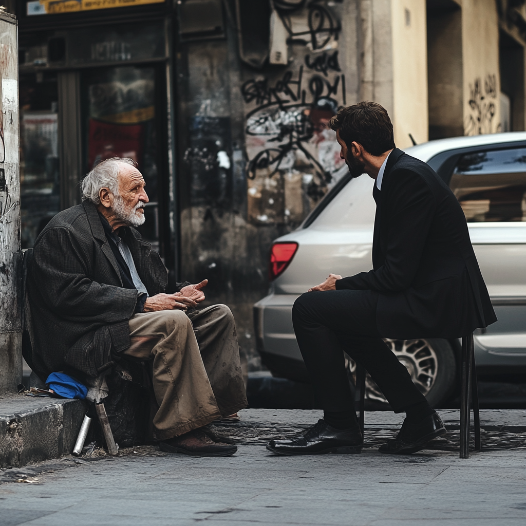 Men talking in the streets | Source: Midjourney