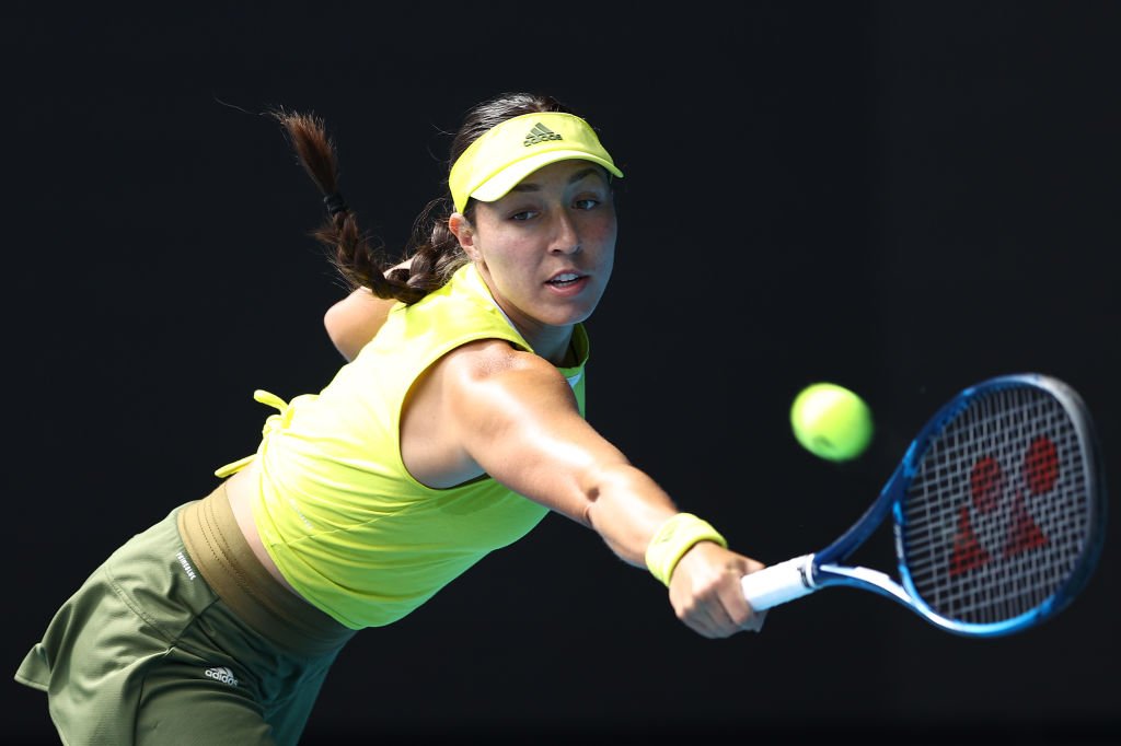 Jessica Pegula of the United States plays a backhand in her Women's Singles fourth round match against Elina Svitolina of Ukraine during the 2021 Australian Open | Photo: Getty Images