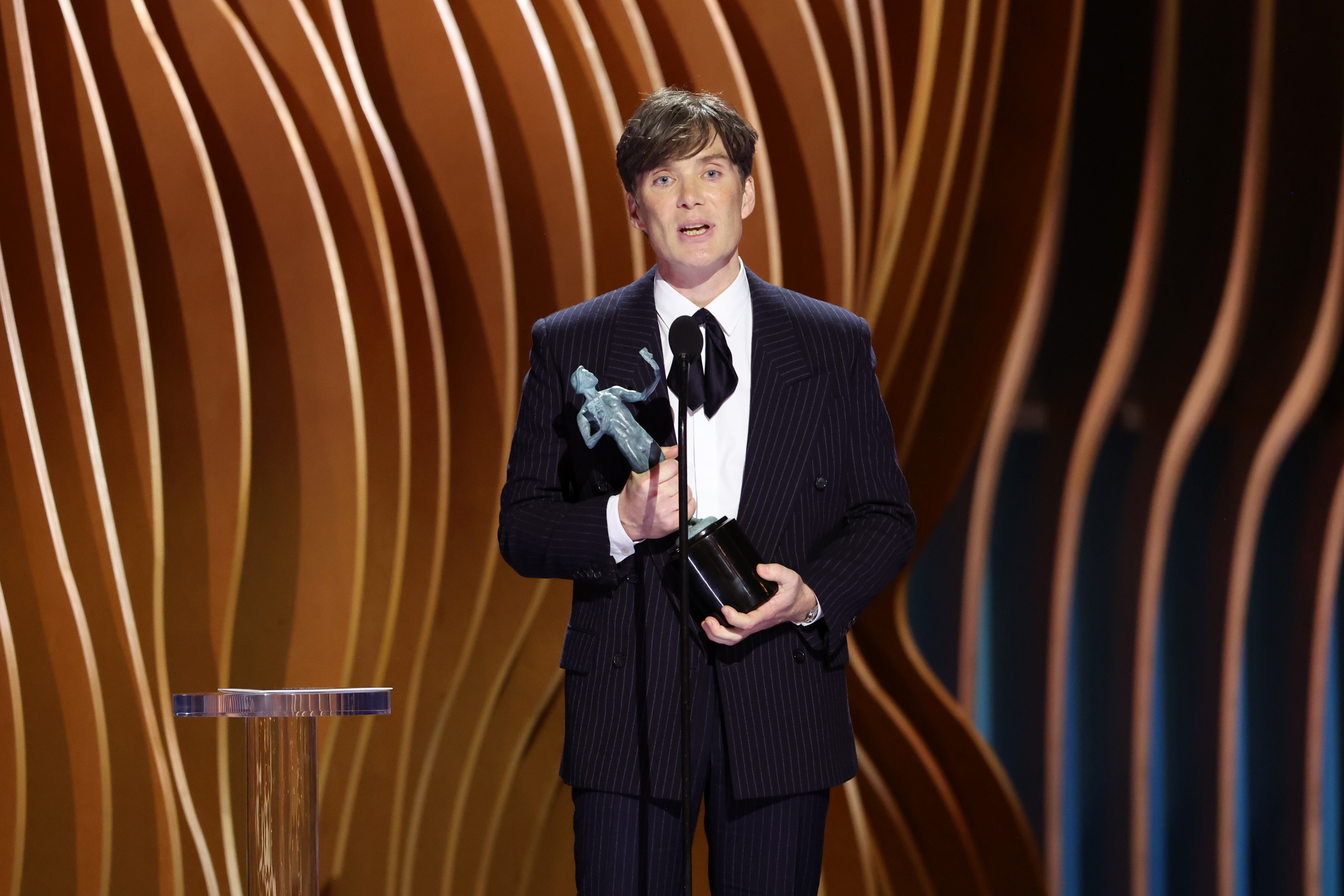 Cillian Murphy accepts the Outstanding Performance by a Male Actor in a Leading Role award for “Oppenheimer” at the 30th Annual Screen Actors Guild Awards on February 24, 2024 in Los Angeles, California | Source: Getty Images