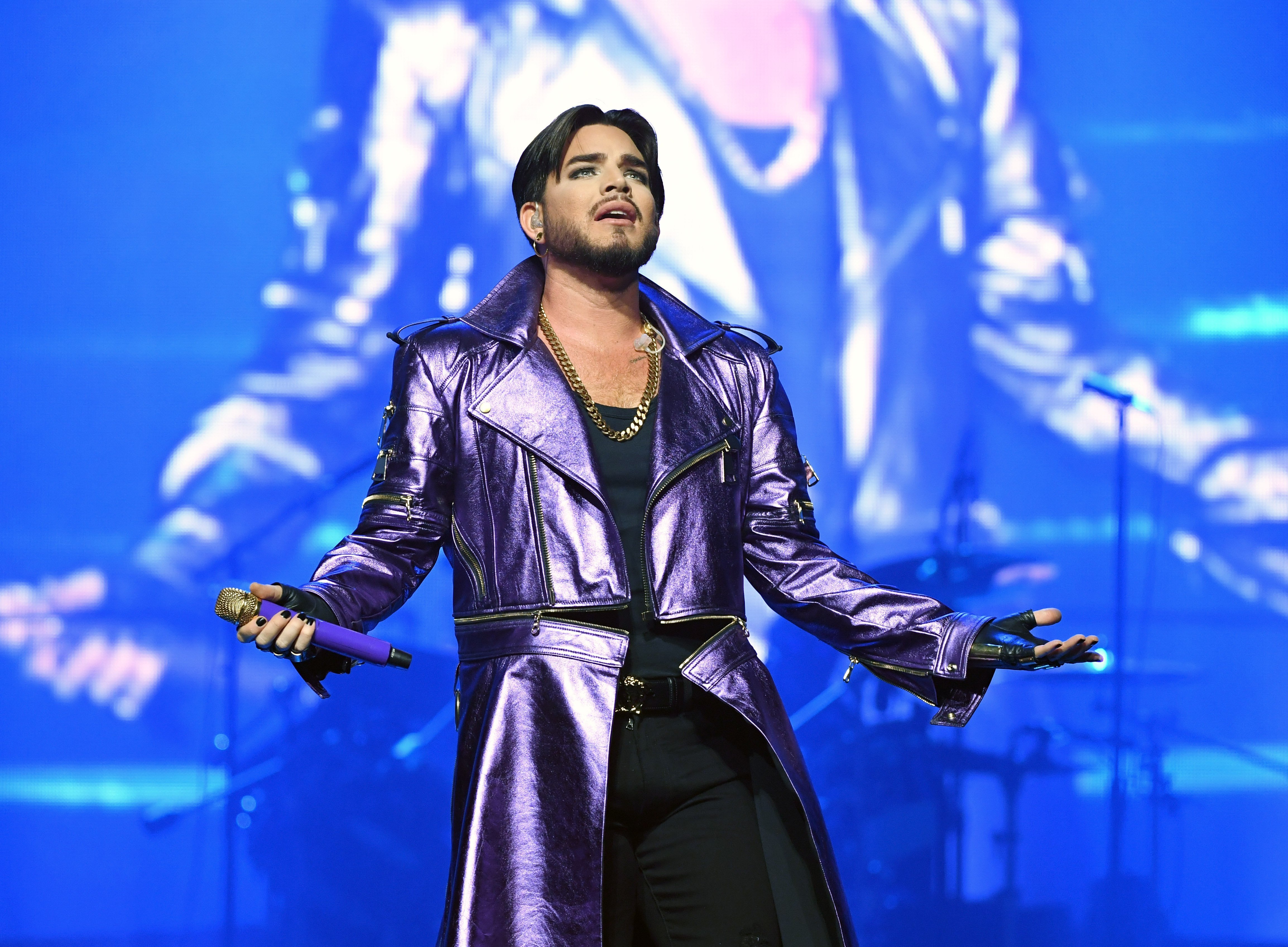 Singer Adam Lambert of Queen + Adam Lambert performs as the group kicks off its 10-date limited engagement, "The Crown Jewels," at Park Theater. Photos : Getty Images