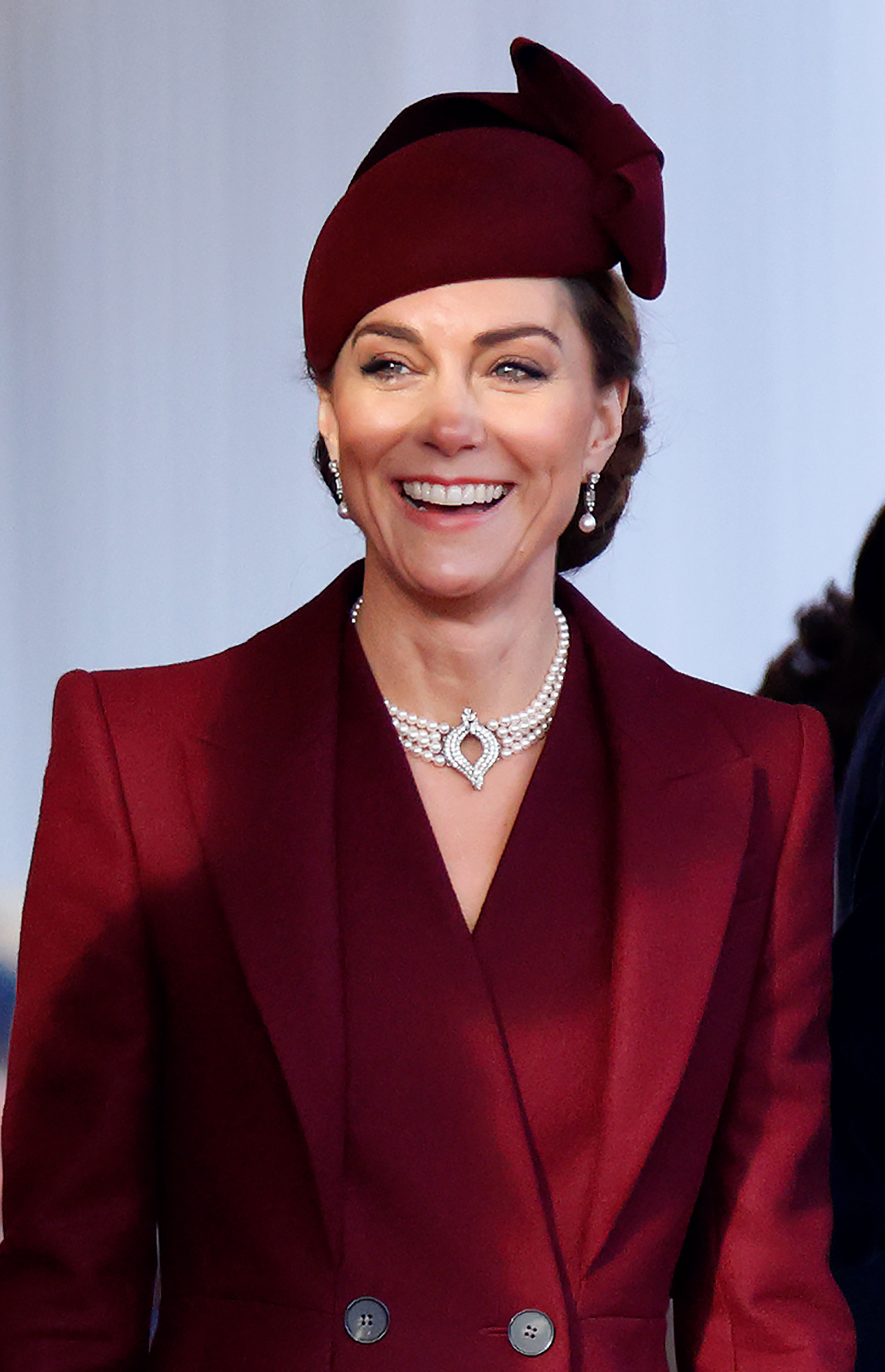 Princess Catherine during the Ceremonial Welcome, at Horse Guards Parade, for the The Amir of the State of Qatar in London, England on December 3, 2024 | Source: Getty Images