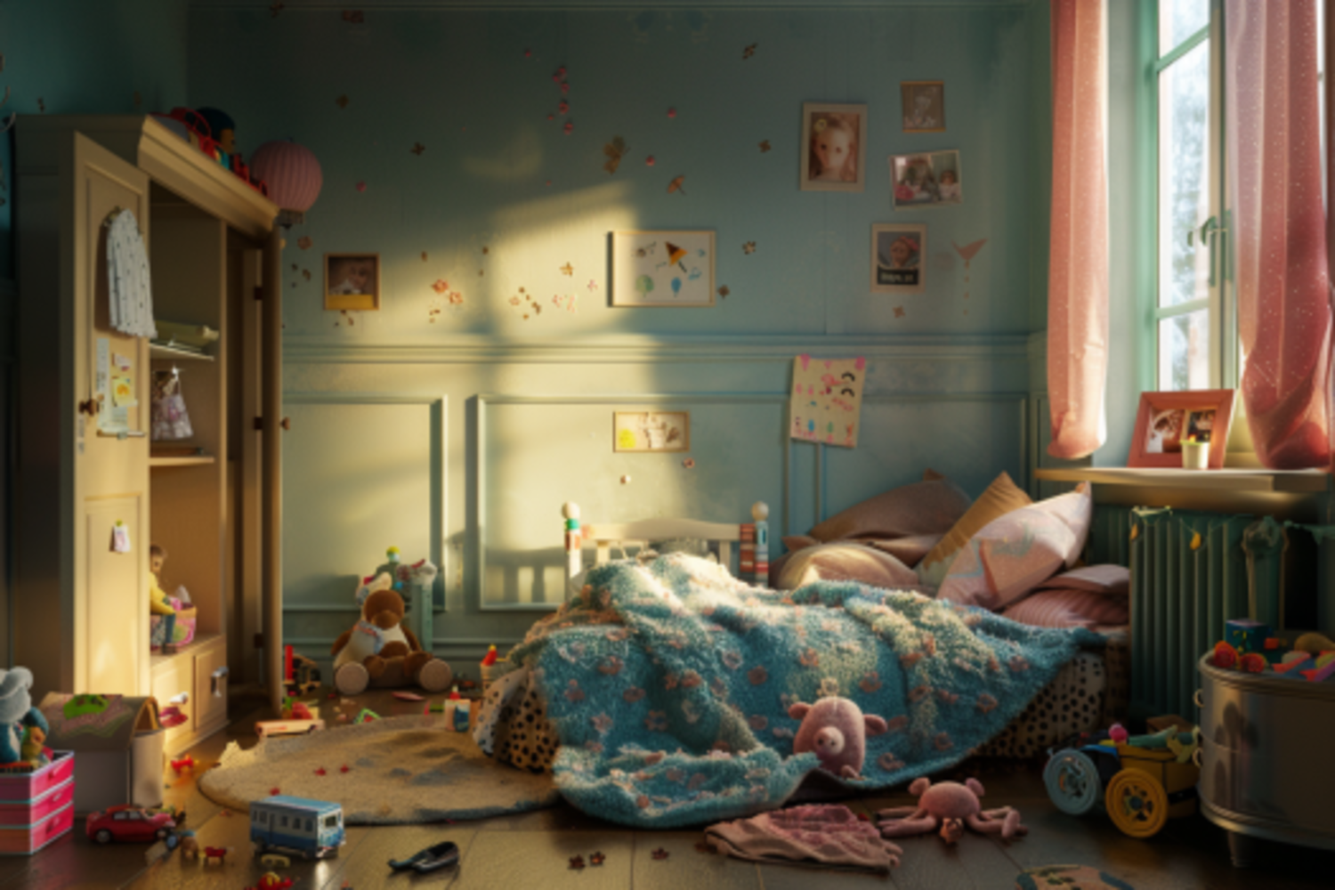 A little girl's messy bedroom | Source: Midjourney