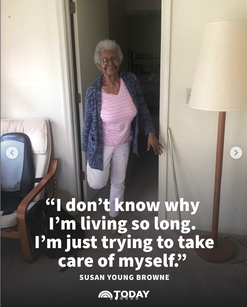 Susan Young Browne stretching her legs | Source: instagram/todayshow