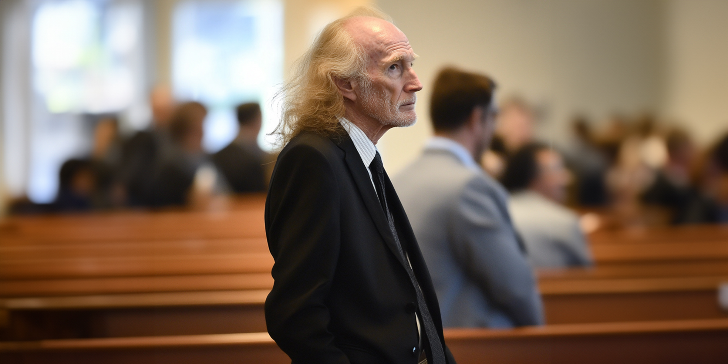 A man standing between church pews | Source: 