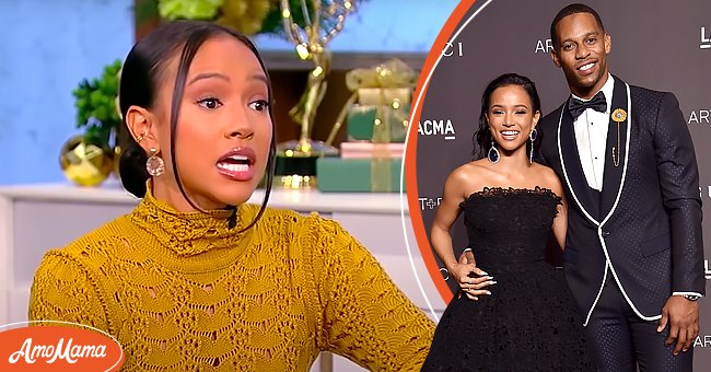 Left: "Claws" actress Karrueche Tran on the Tamron Hall Show in December 2021 | Photo: Youtube.com/TamronHallShow. Right: Tran and Victor Cruz attend the 2018 LACMA Art + Film Gala at LACMA on November 03, 2018 in Los Angeles, California. | Photo: Getty Images