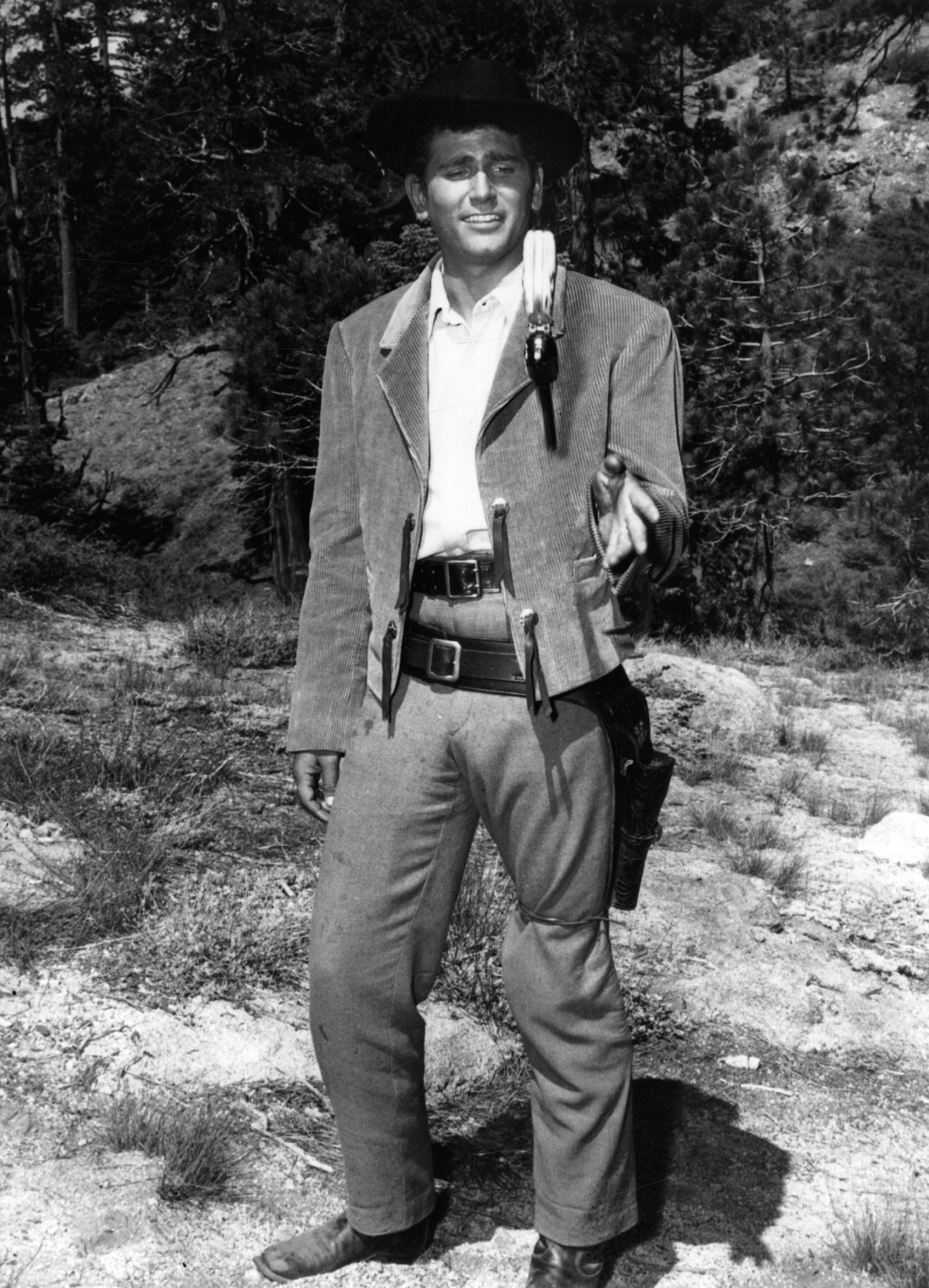 US actor, director and writer Michael Landon dressed for his role in the TV series "Bonanza" in 1960. | Source: Getty Images.