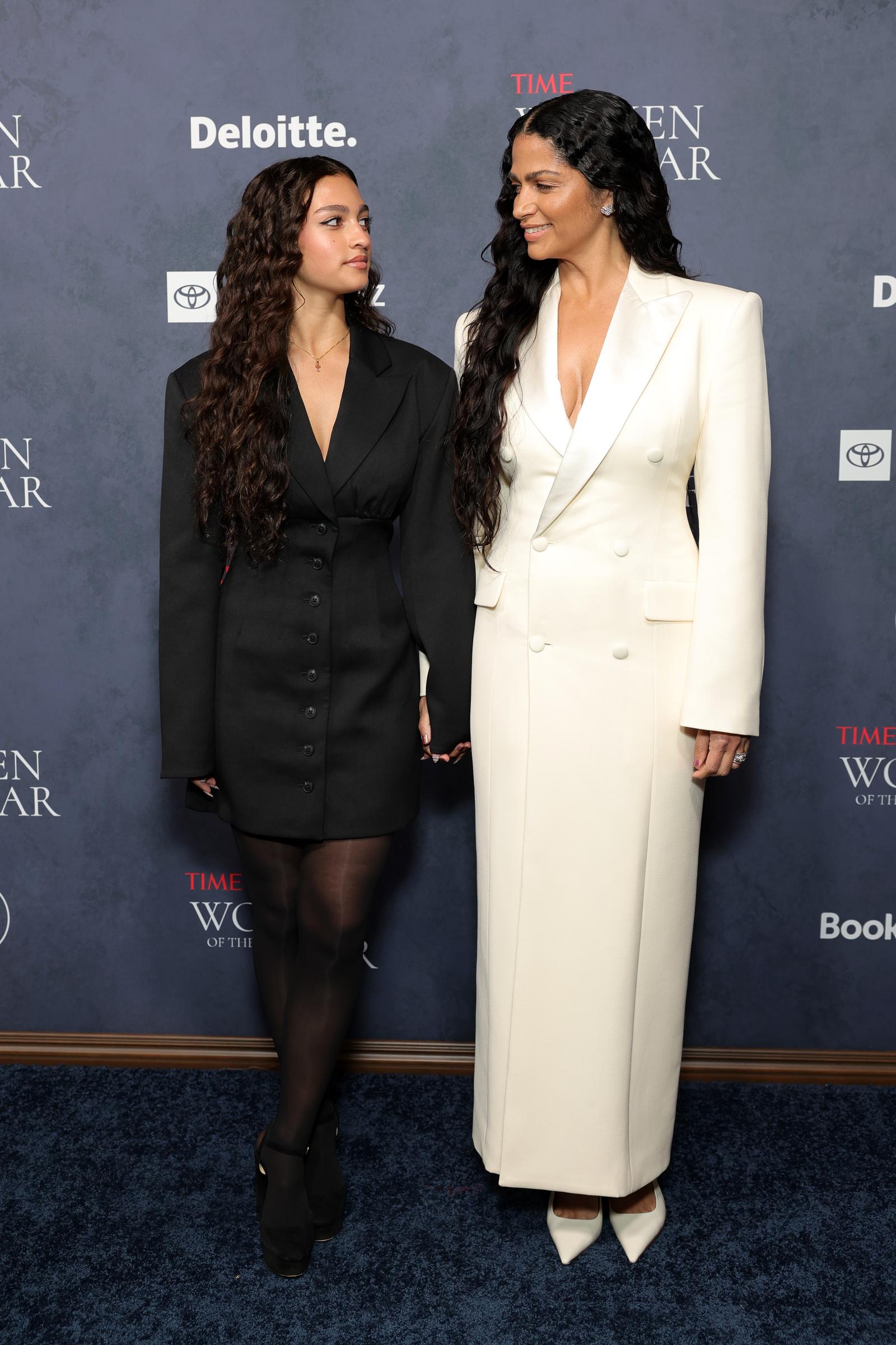 Vida McConaughey and Camila Alves look at each other at the TIME event. | Source: Getty Images