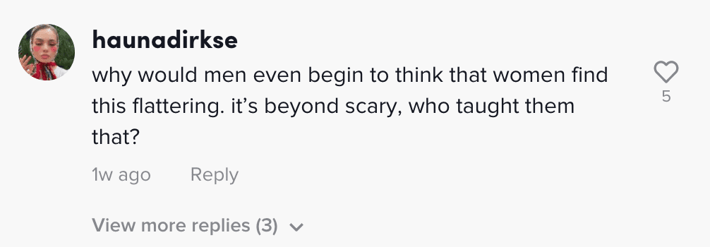 Commenters respond to a woman that shares she was followed home by a stranger who wanted to pay her a compliment | Photo: TikTok/buzzcutkenny