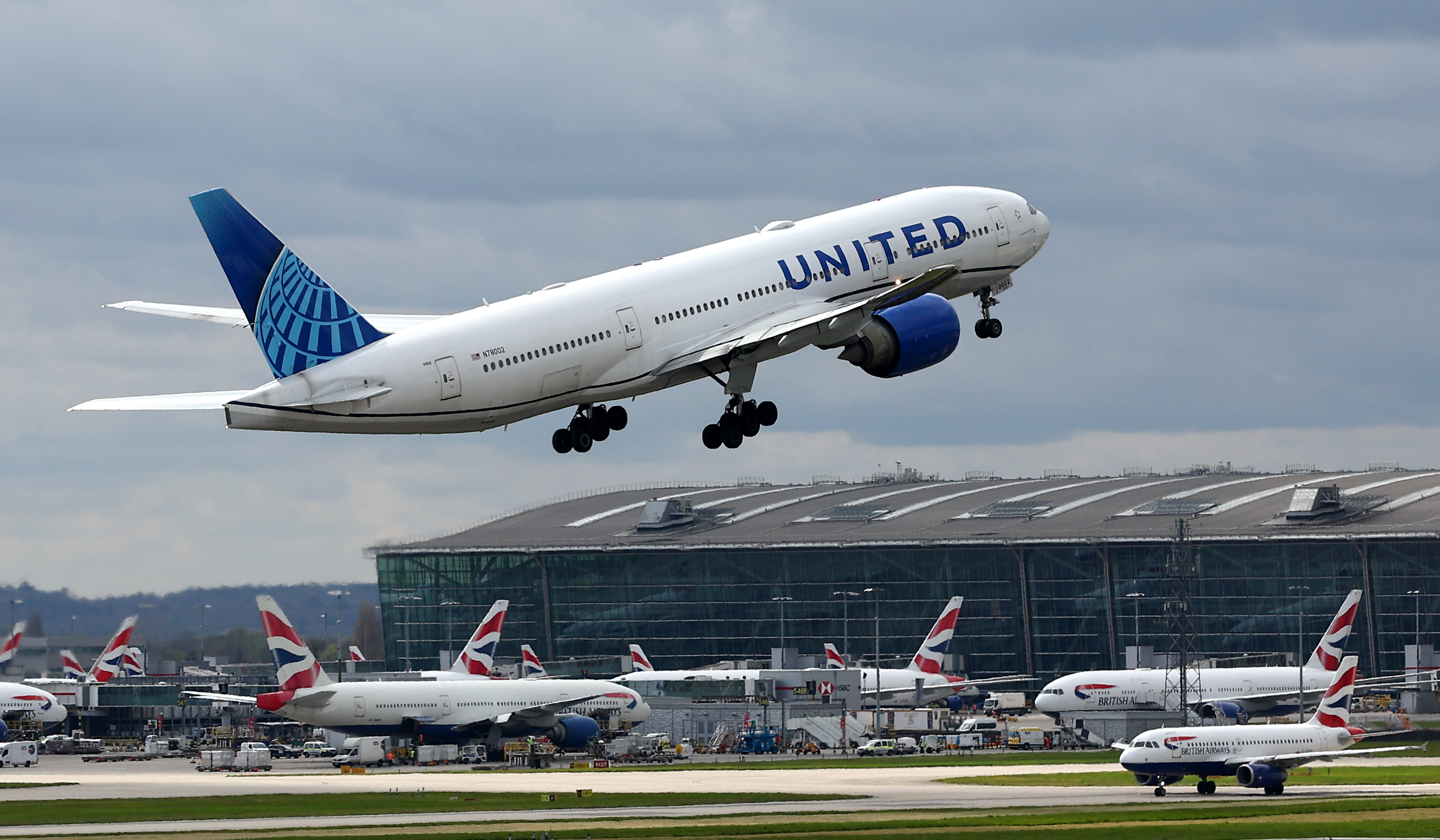 A United Airlines Boeing 777 takes-off from Heathrow Airport, March 31, 2026 in London, England. | Source: Getty Images