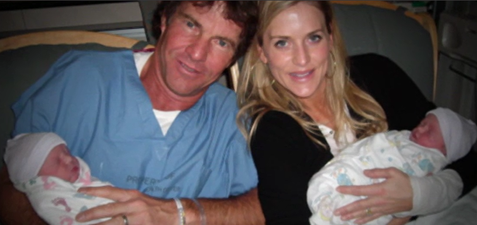 Dennis Quaid and Kimberly Quaid with their newborn twins, from a video dated March 10, 2009 | Source: Oprah/ownhealth