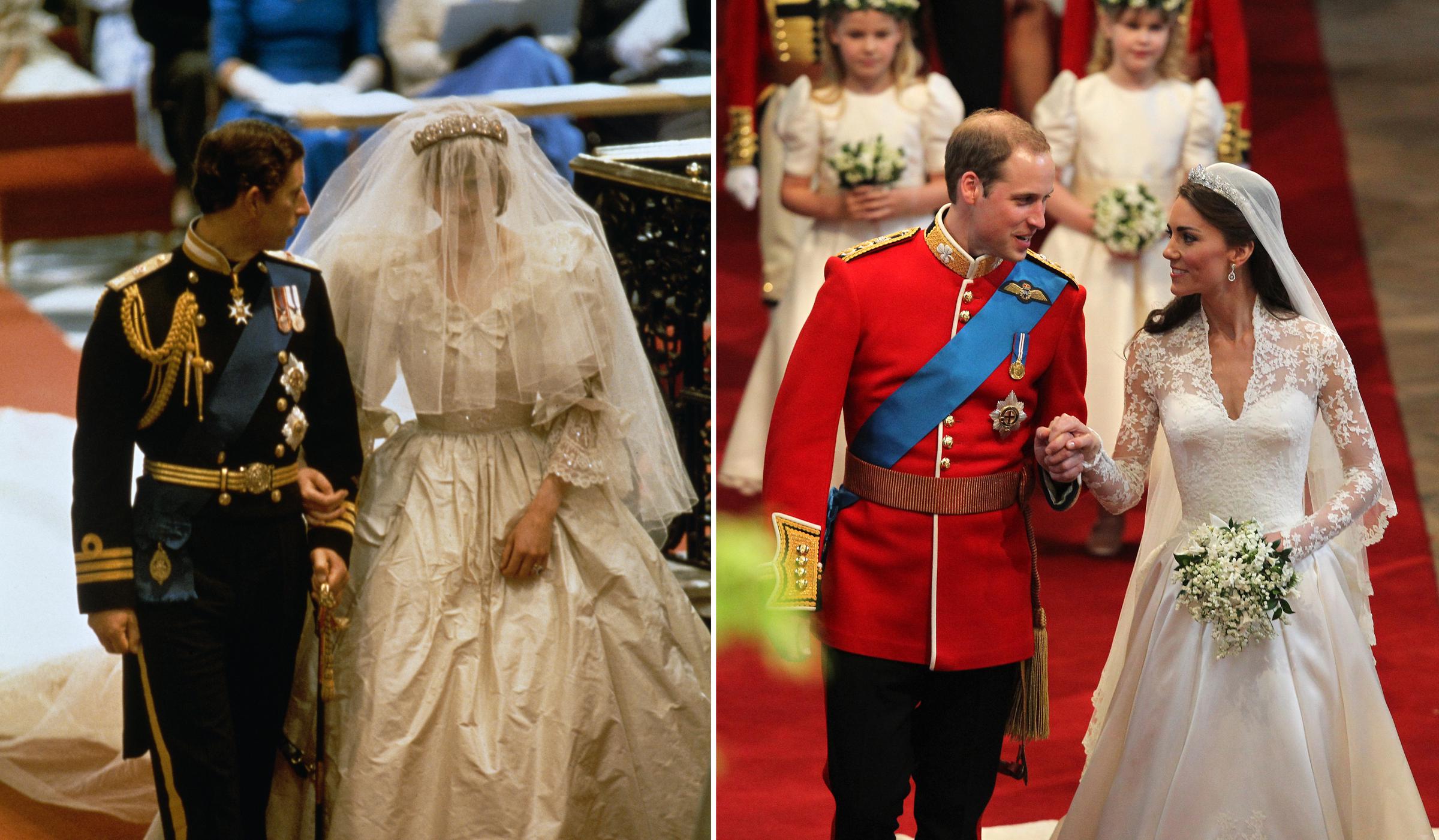 Comparison between the weddings of Prince Charles, Prince of Wales to Lady Diana Spencer and Prince William to Catherine Middleton. | Source: Getty Images