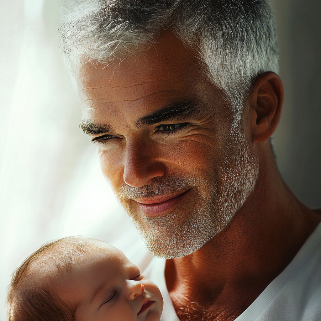 A man holding a baby | Source: Midjourney