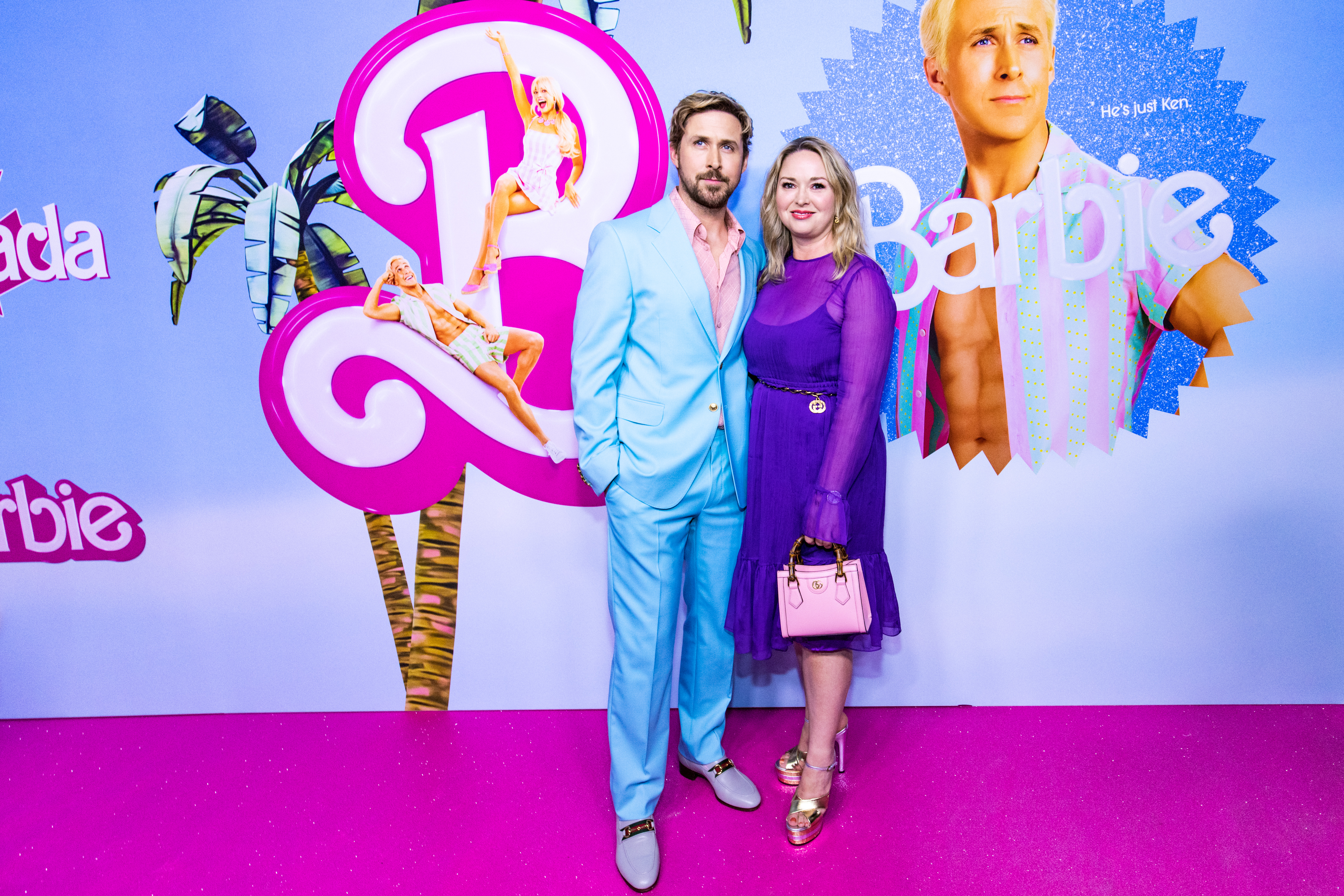 Ryan Gosling at his sister at a "Barbie" Press Day on in Toronto in 2023 | Source: Getty Images