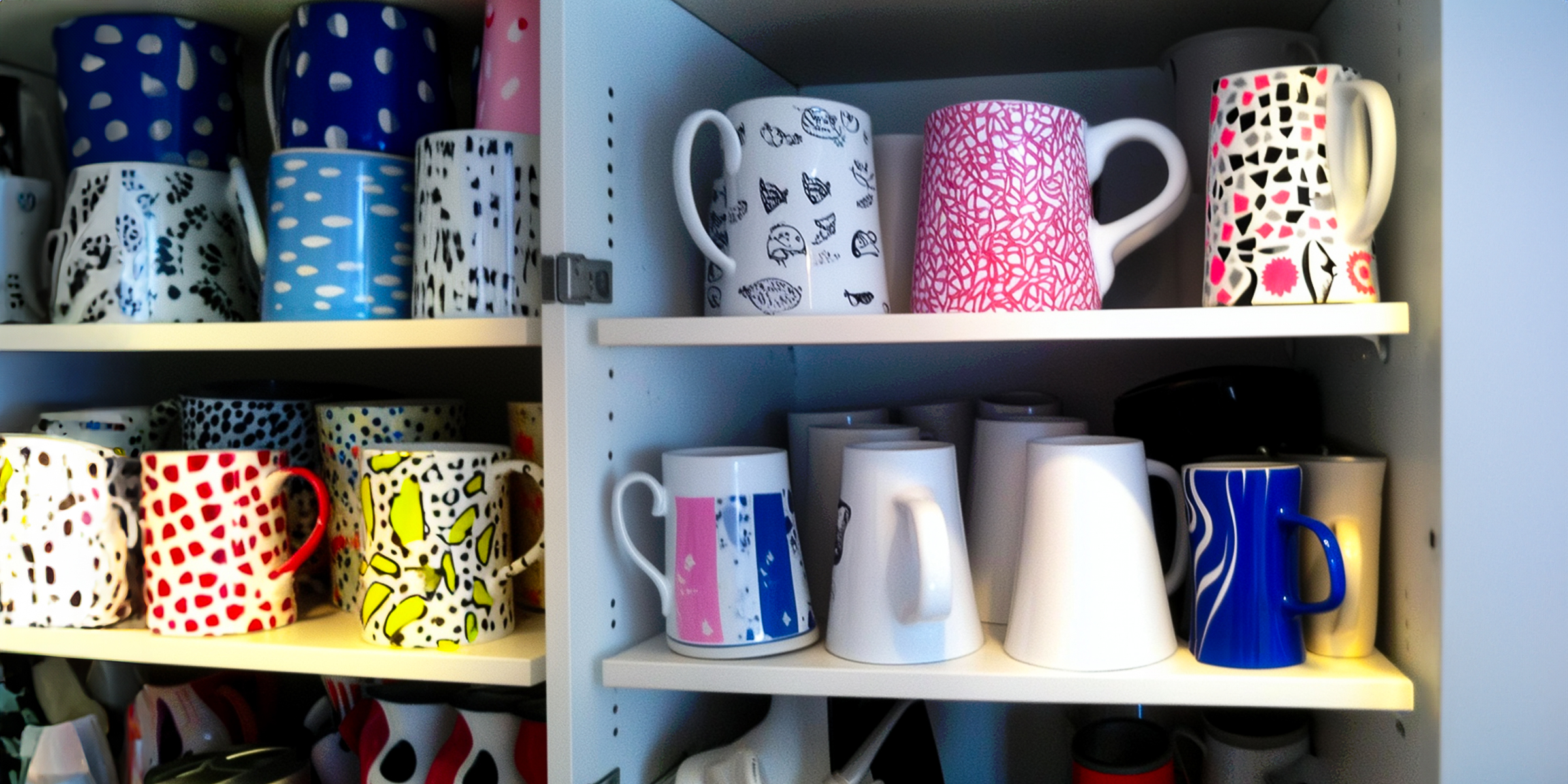 Mugs placed upside down in a cupboard | Source: AmoMama