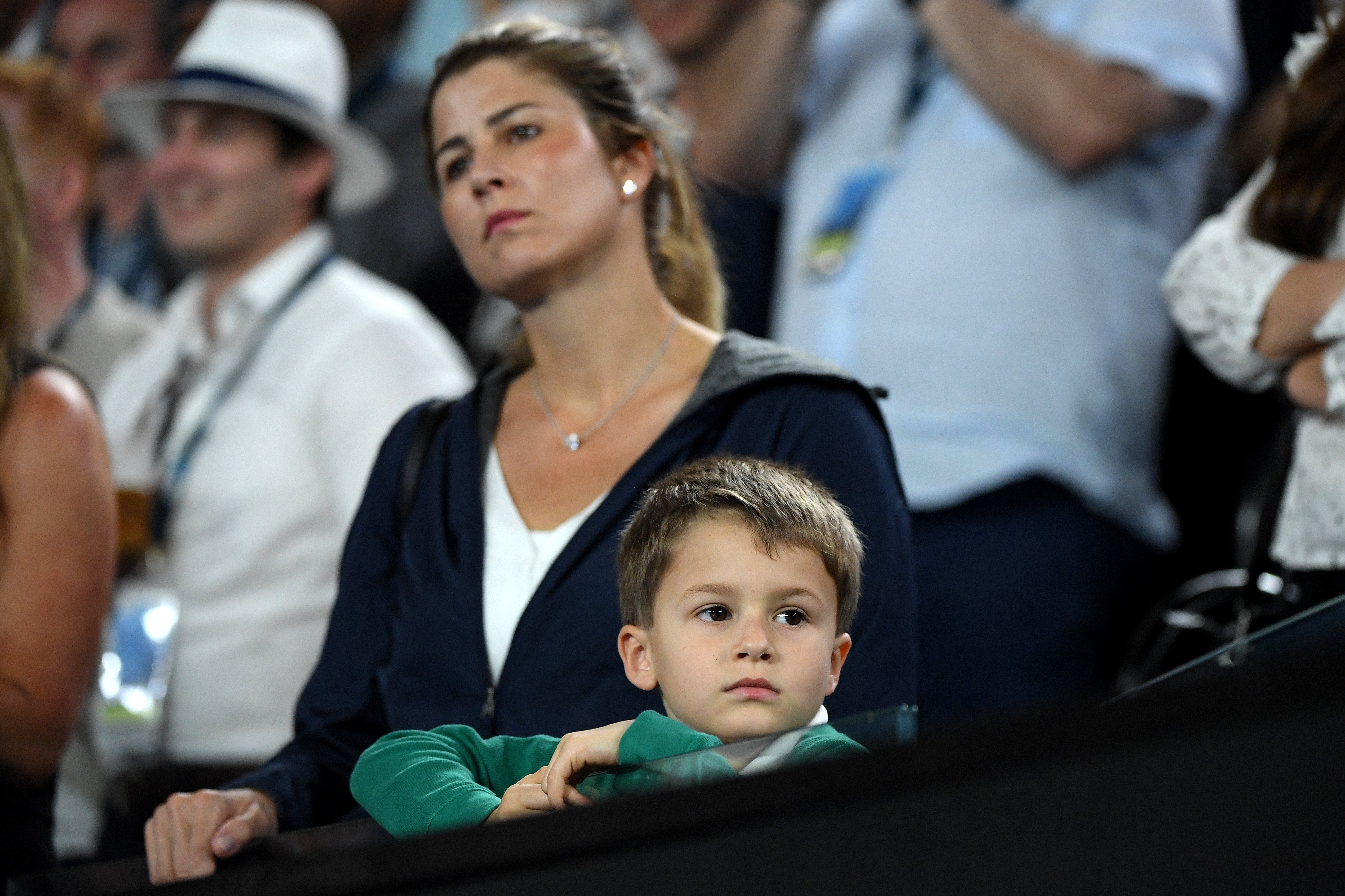 Mirka Federer with her son, Lennert "Lenny" Federer, at the 2020 Australian Open on January 20, 2020, in Melbourne, Australia. | Source: Getty Images