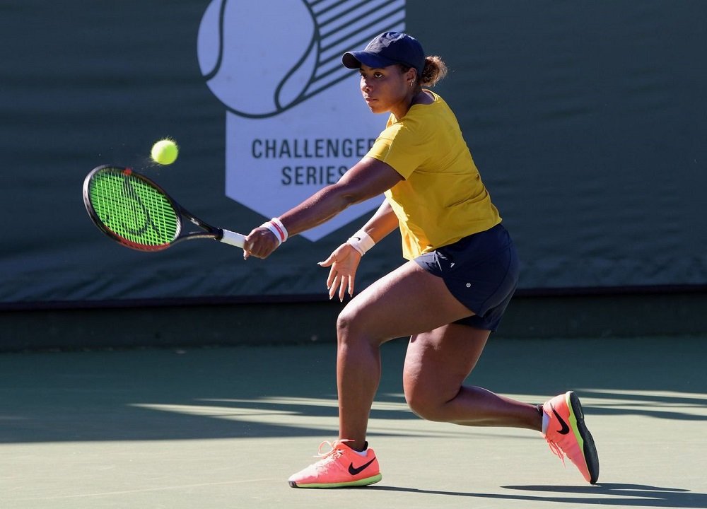 Taylor Townsend during the Oracle Challenger Series tennis tournament in Newport Beach, California, in February 2020. | Image: Getty Images.