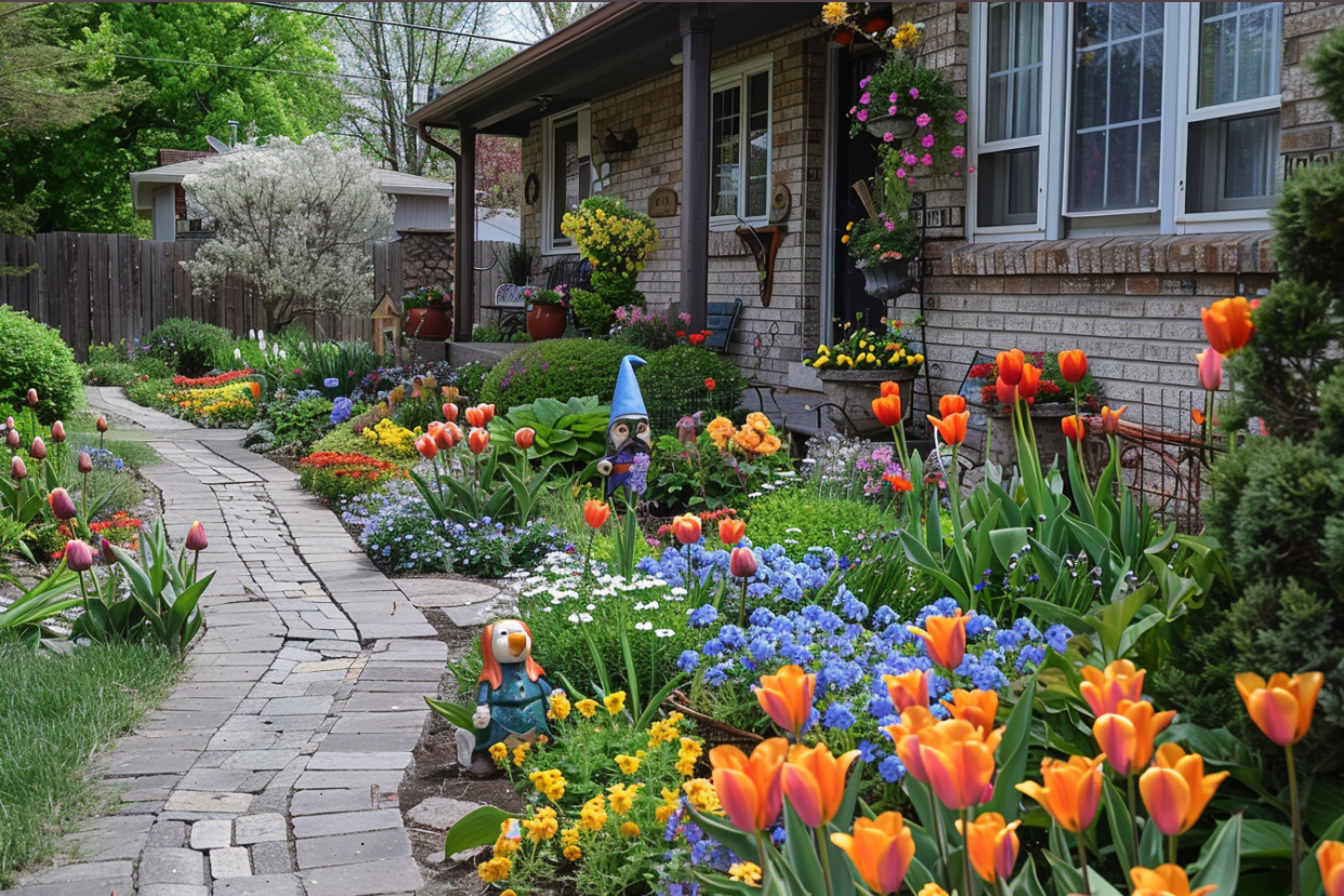 A garden outside a suburban home | Source: Midjourney