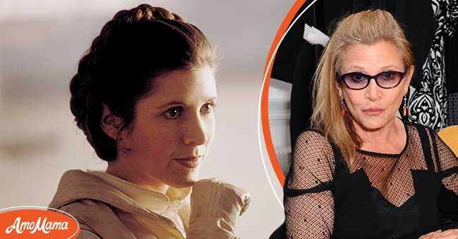 Carrie Fisher on the set of "Star Wars: Episode V - The Empire Strikes Back" directed by Irvin Kershner. (left), Carrie Fisher attends Marina Rinaldi's atelier launch on July 3, 2014 in London, England | Photo: Getty Images 