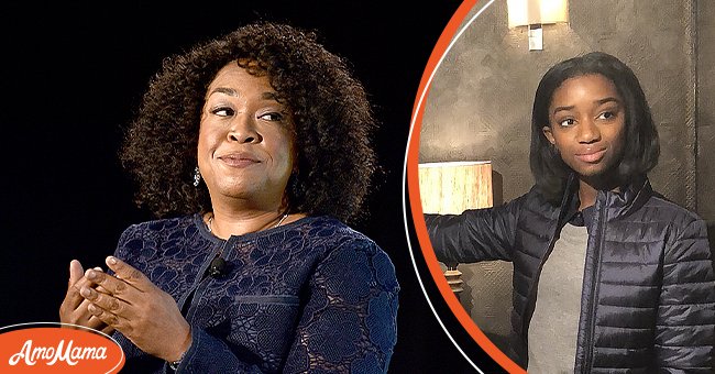 Shonda Rhimes speaks at the 2016 Vulture Festival at Milk Studios, New York City [Left]. Harper Lee in a photo on Rhimes's Twitter account in 2018. | Photo: Getty Images & Twitter/shondarhimes
