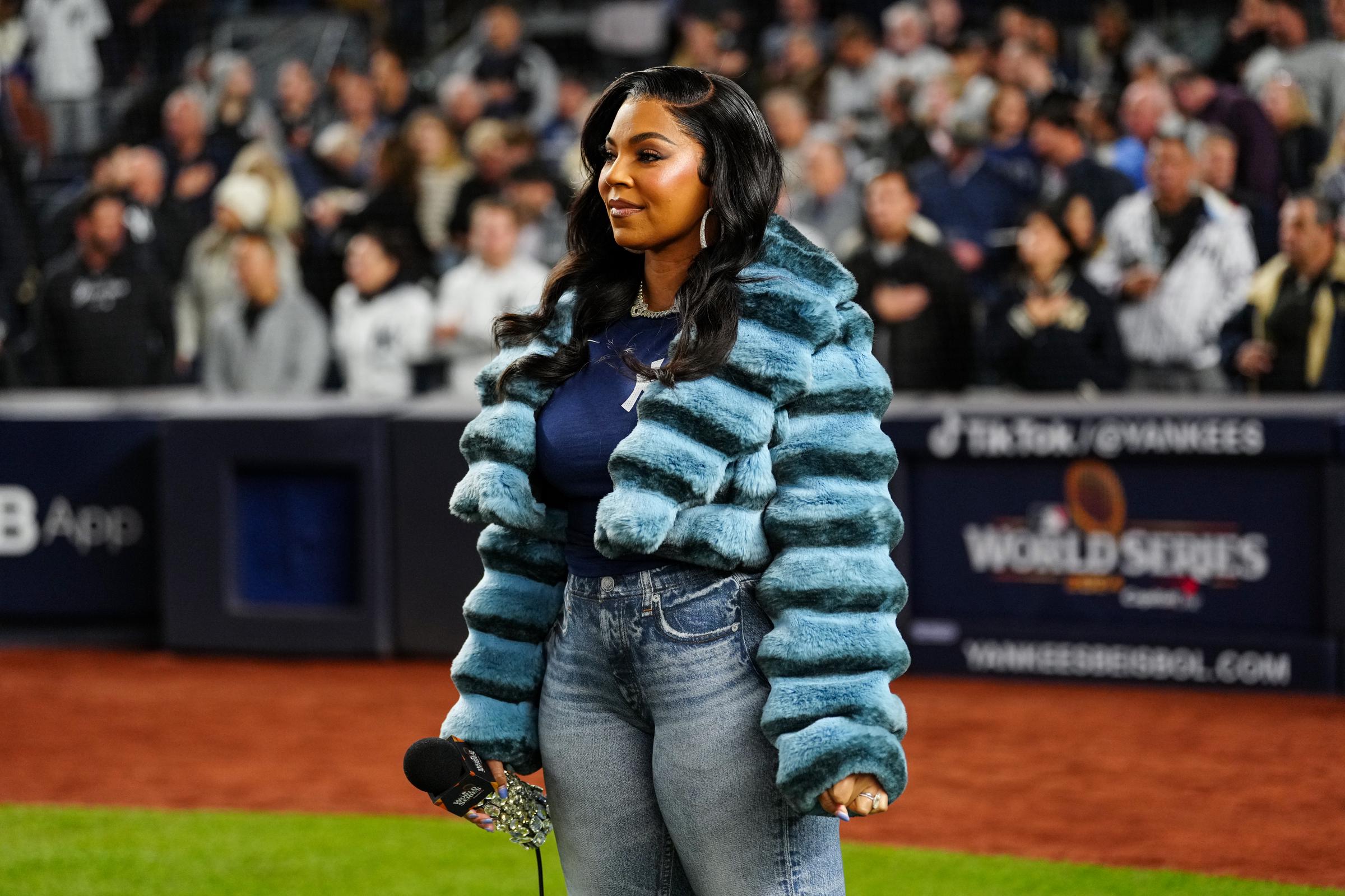 Ashanti performing the U.S. national anthem ahead of Game 4 between the Los Angeles  Dodgers and the New York Yankees during the World Series in New York on October 29, 2024 | Source: Getty Images