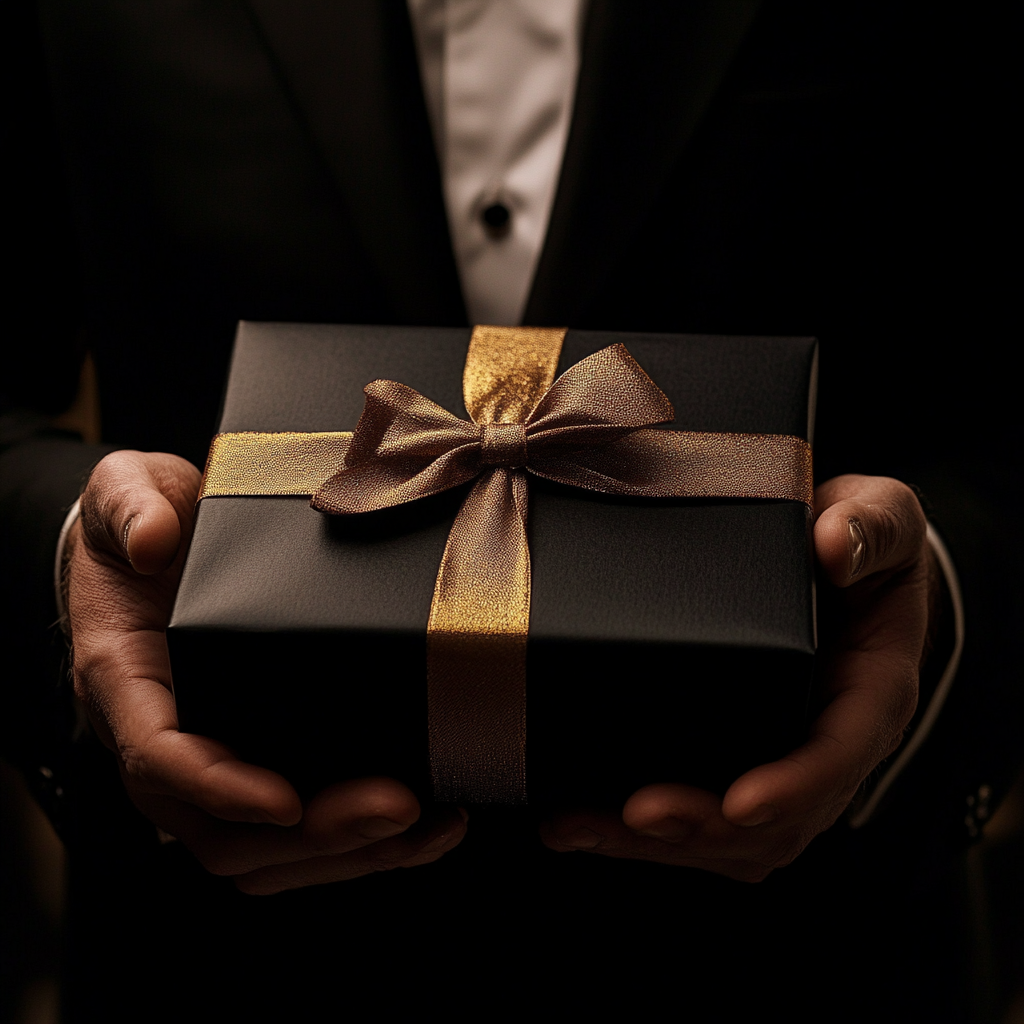 A man holding a gift box | Source: Midjourney